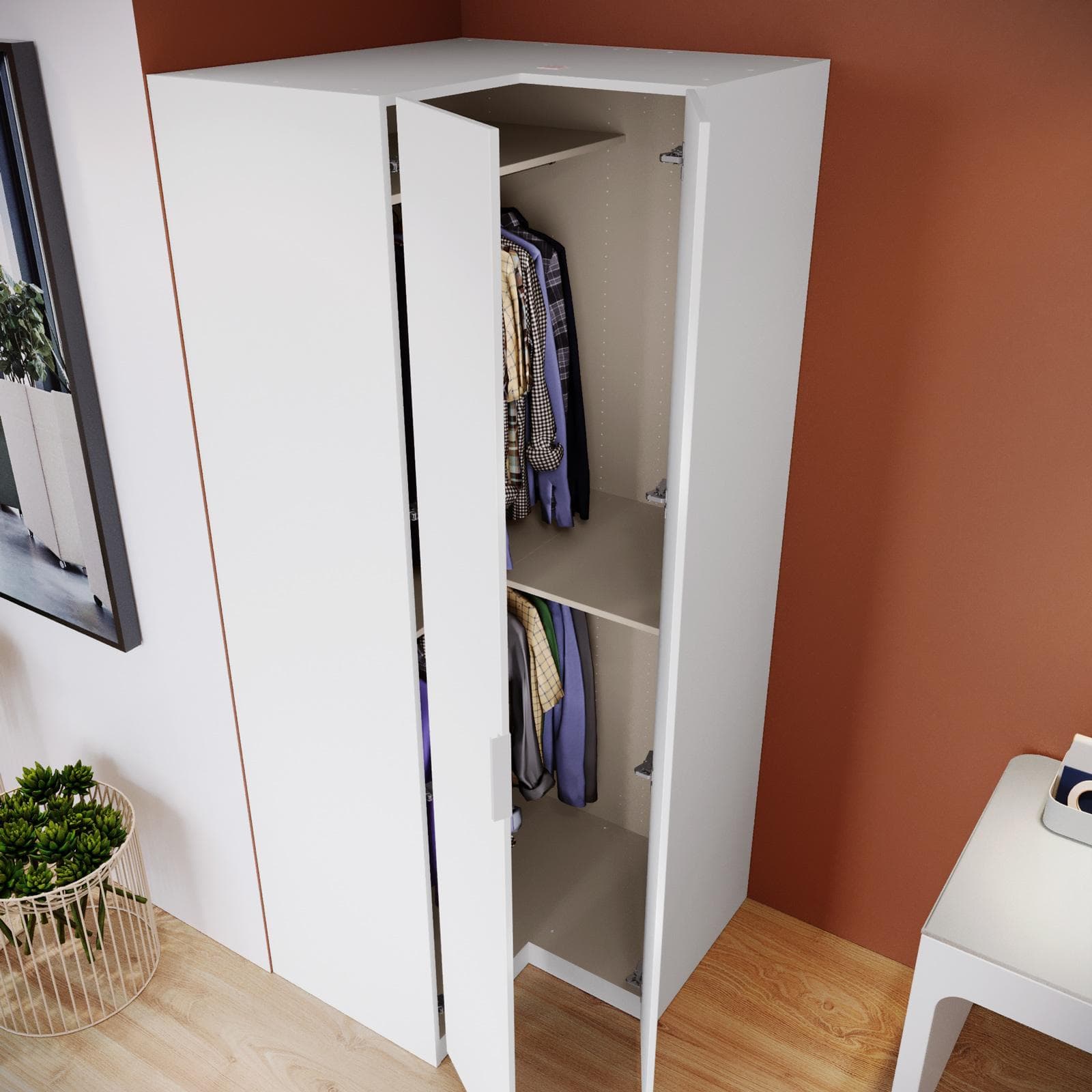 Armadio angolare battente 100x236h cm bianco - Ventur