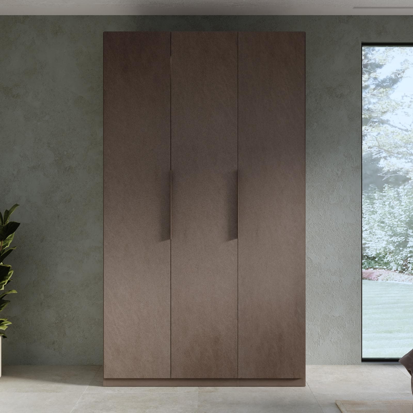 Armadio battente 137x240h cm 3 ante reversibili con soft close bronzo - Codey