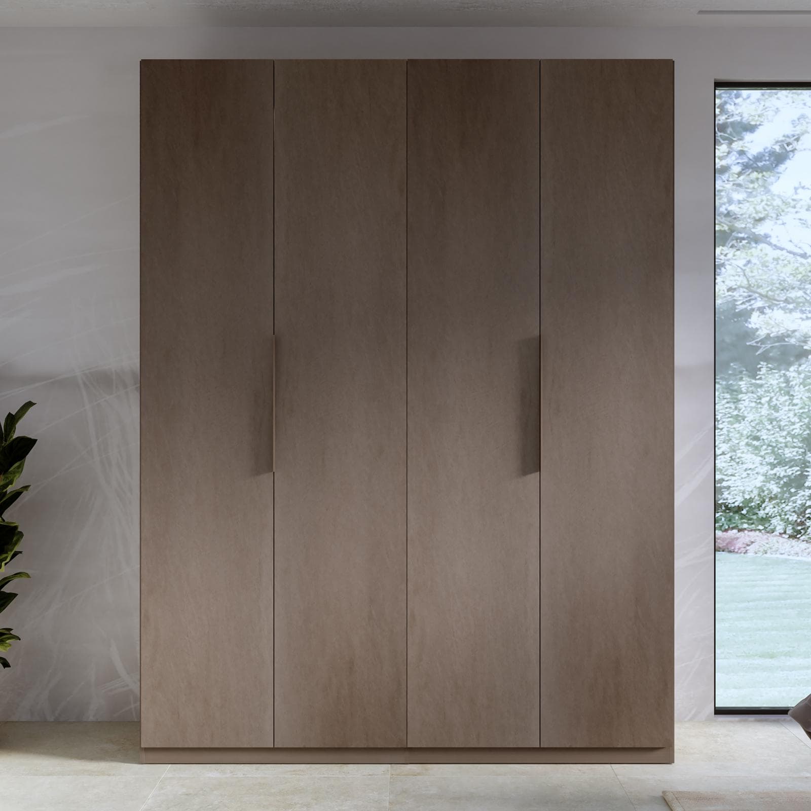 Armadio battente 183x240h cm 4 ante reversibili con soft close bronzo - Codey