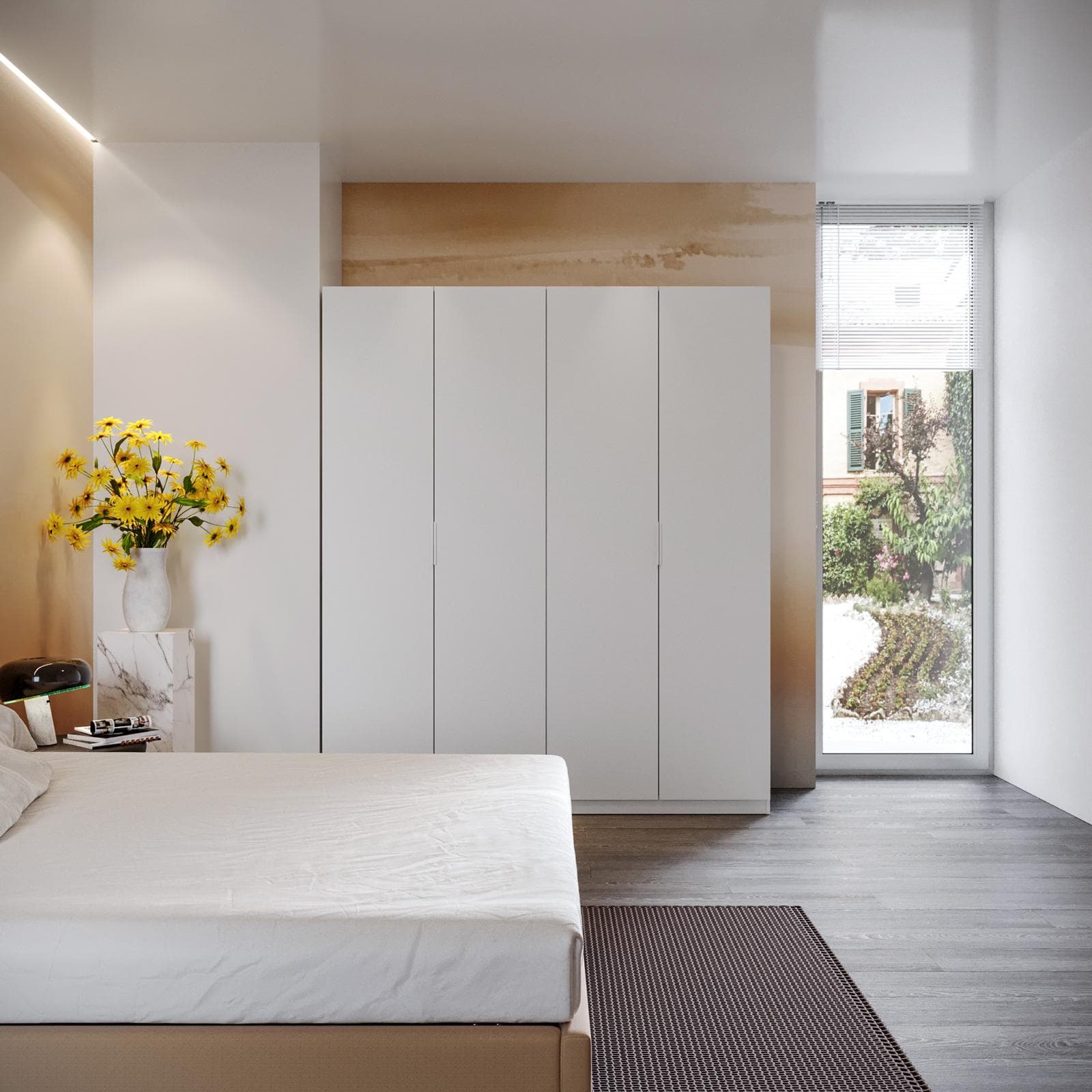 Armadio battente 200x236h cm bianco con 4 ante reversibili bianco - Ventur