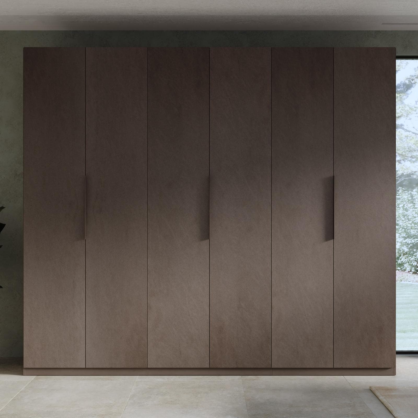 Armadio battente 273x240h cm 6 ante reversibili con soft close bronzo - Codey