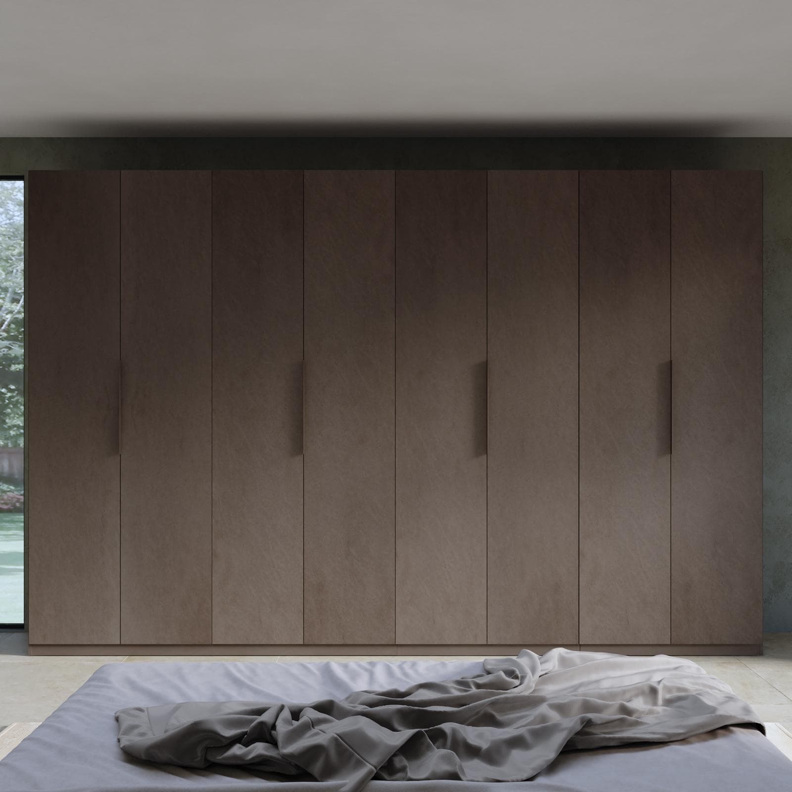 Armadio battente 364x240h cm 8 ante reversibili con soft close bronzo - Codey