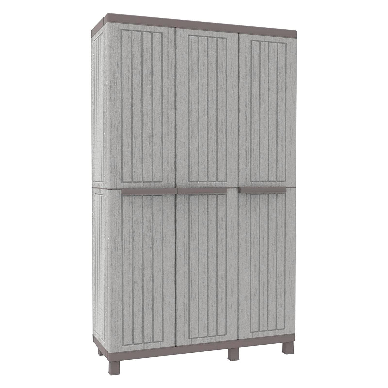 Armadio in resina 170h cm multifunzione per esterni 3 ante grigio