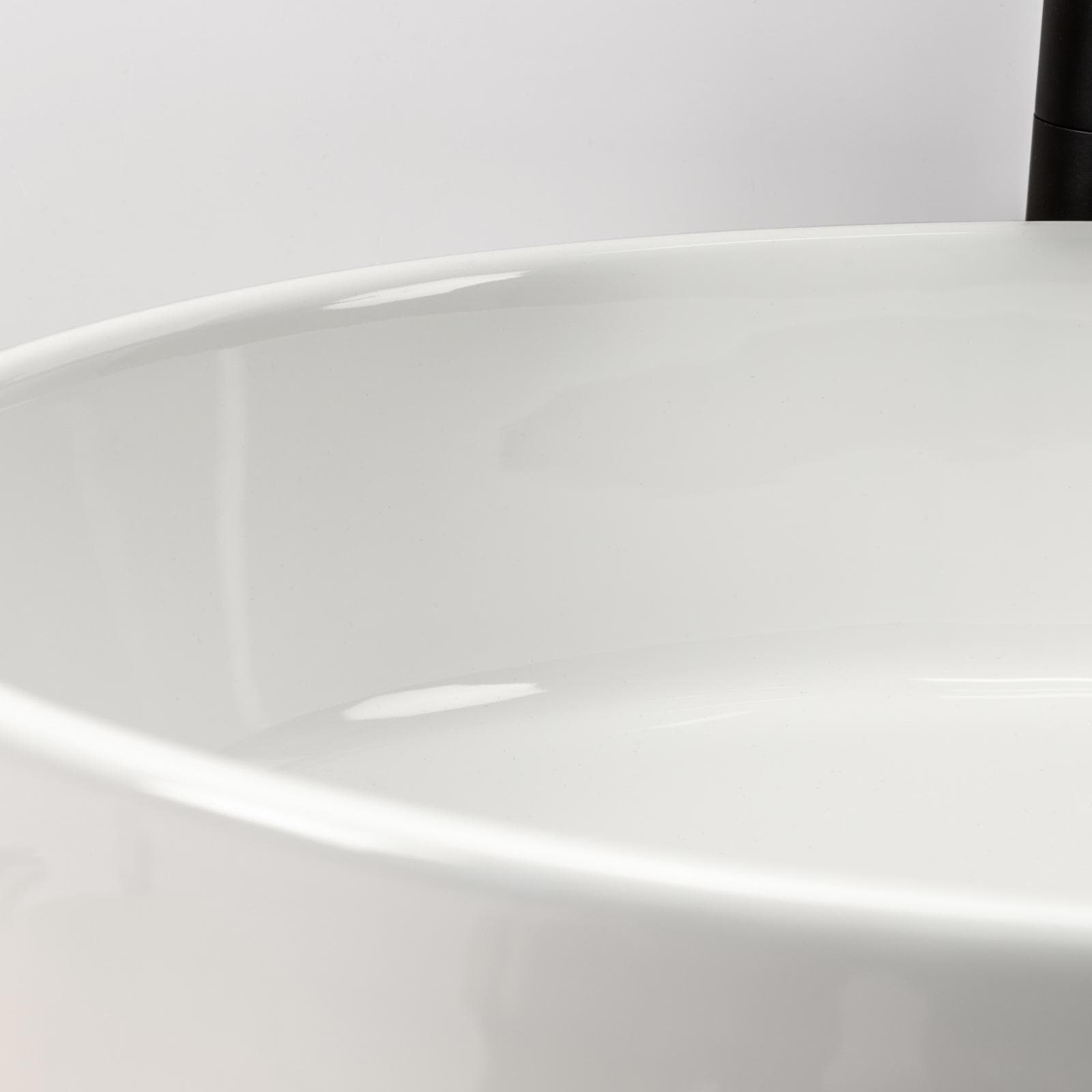 Bacinella d'appoggio lavabo ovale 50 x 35,5 cm in ceramica bianco lucido