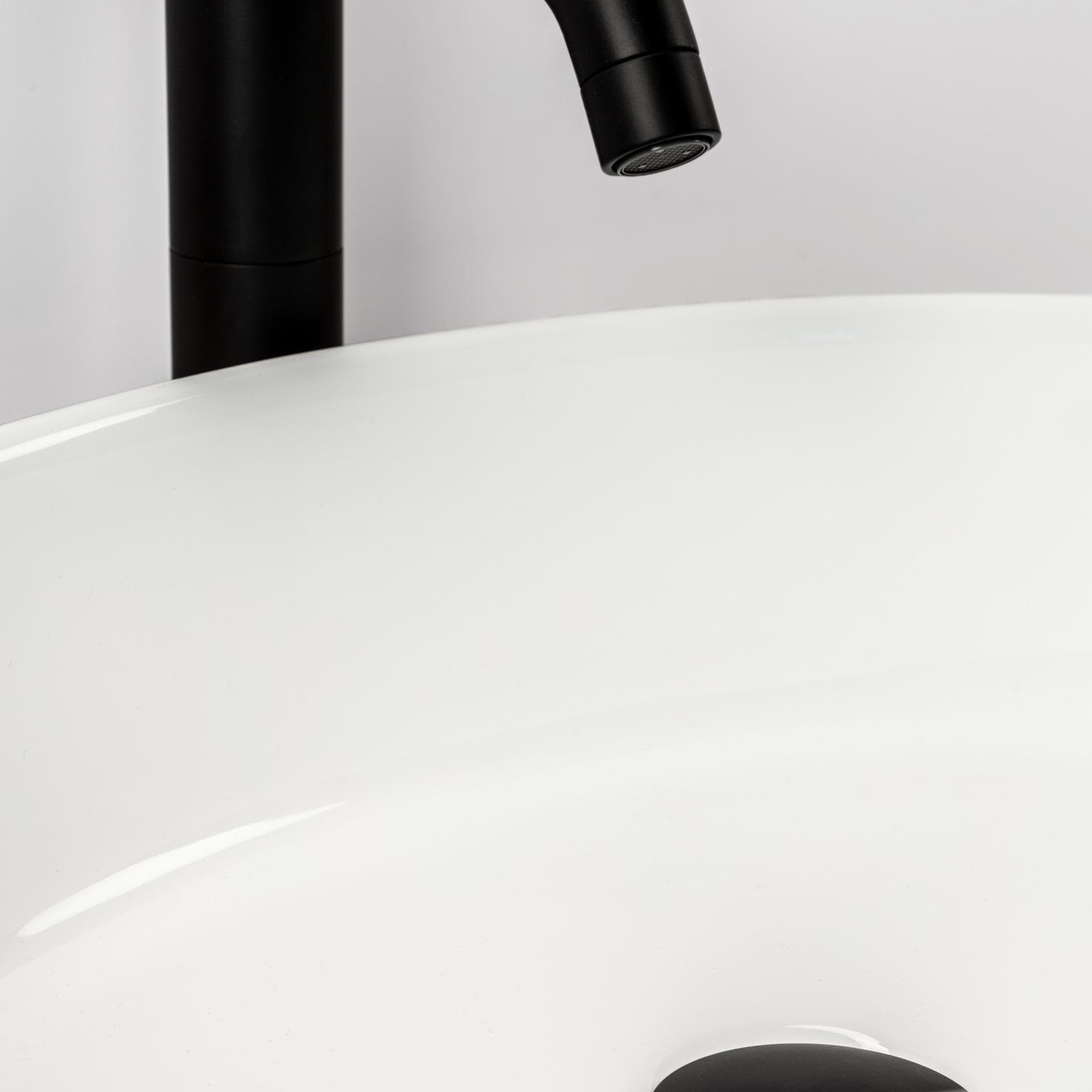 Bacinella d'appoggio lavabo ovale 50 x 35,5 cm in ceramica bianco lucido