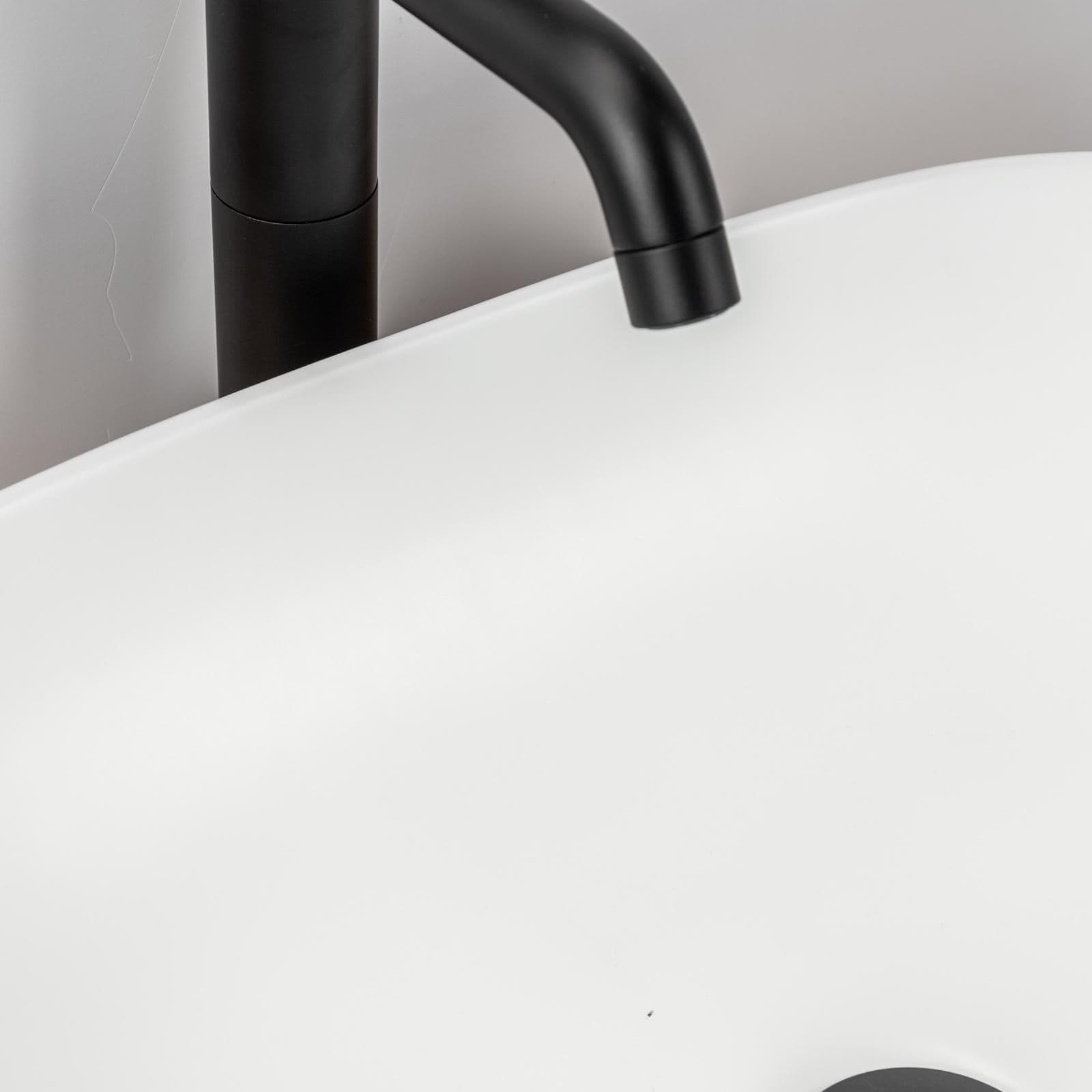 Lavabo d'appoggio 60x42 cm slim in ceramica bianco opaco