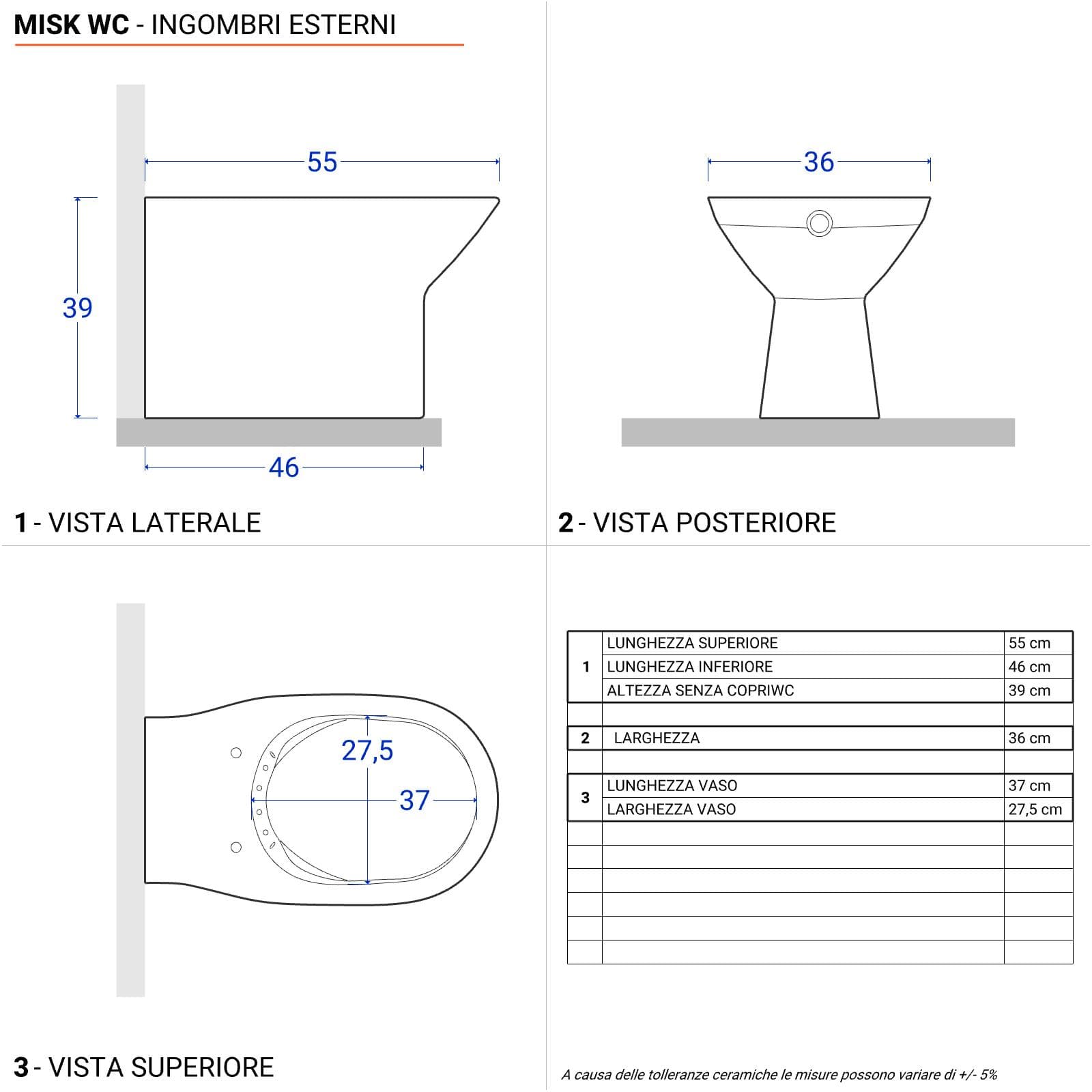 Bagno completo con mobile bagno sospeso 60 cm bianco opaco 2 ante con specchio sanitari e miscelatori - Davis