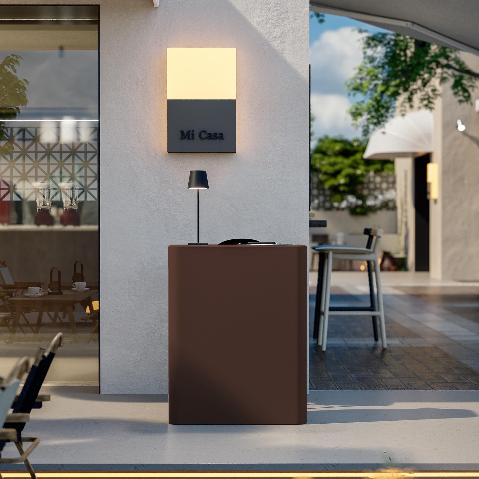 Bancone reception rettangolare 90 h cm in polietilene bronzo - Katrine