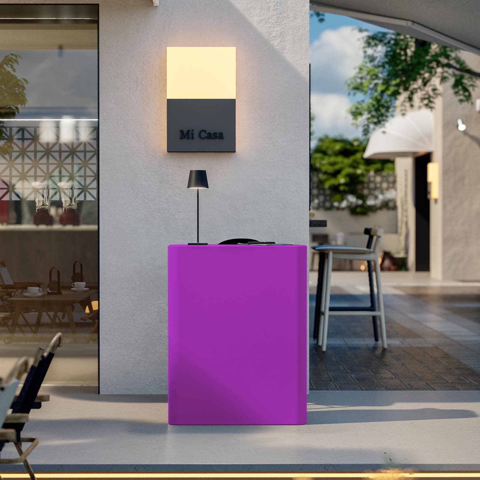 Bancone reception rettangolare 90 h cm in polietilene viola - Katrine