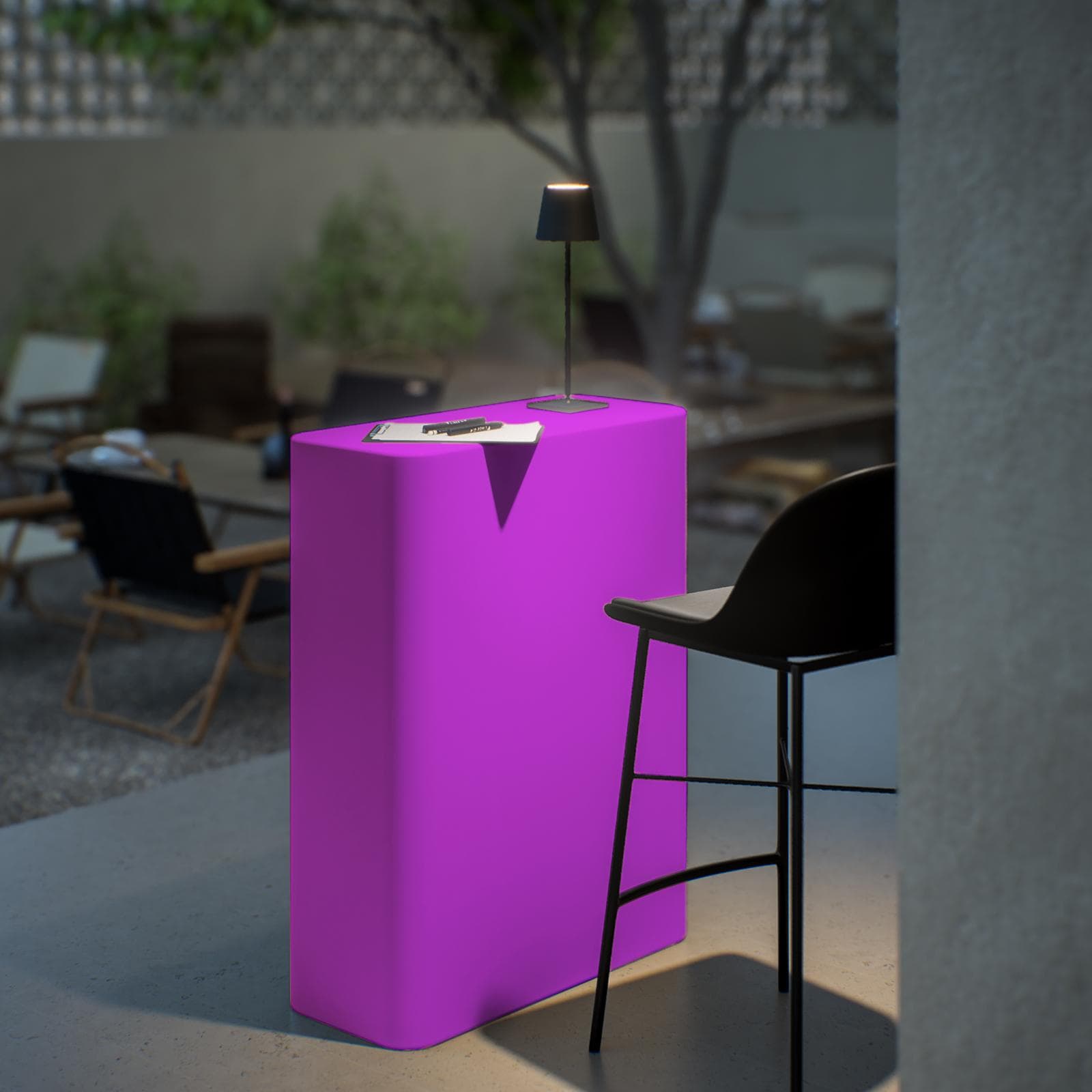Bancone reception rettangolare 90 h cm in polietilene viola - Katrine