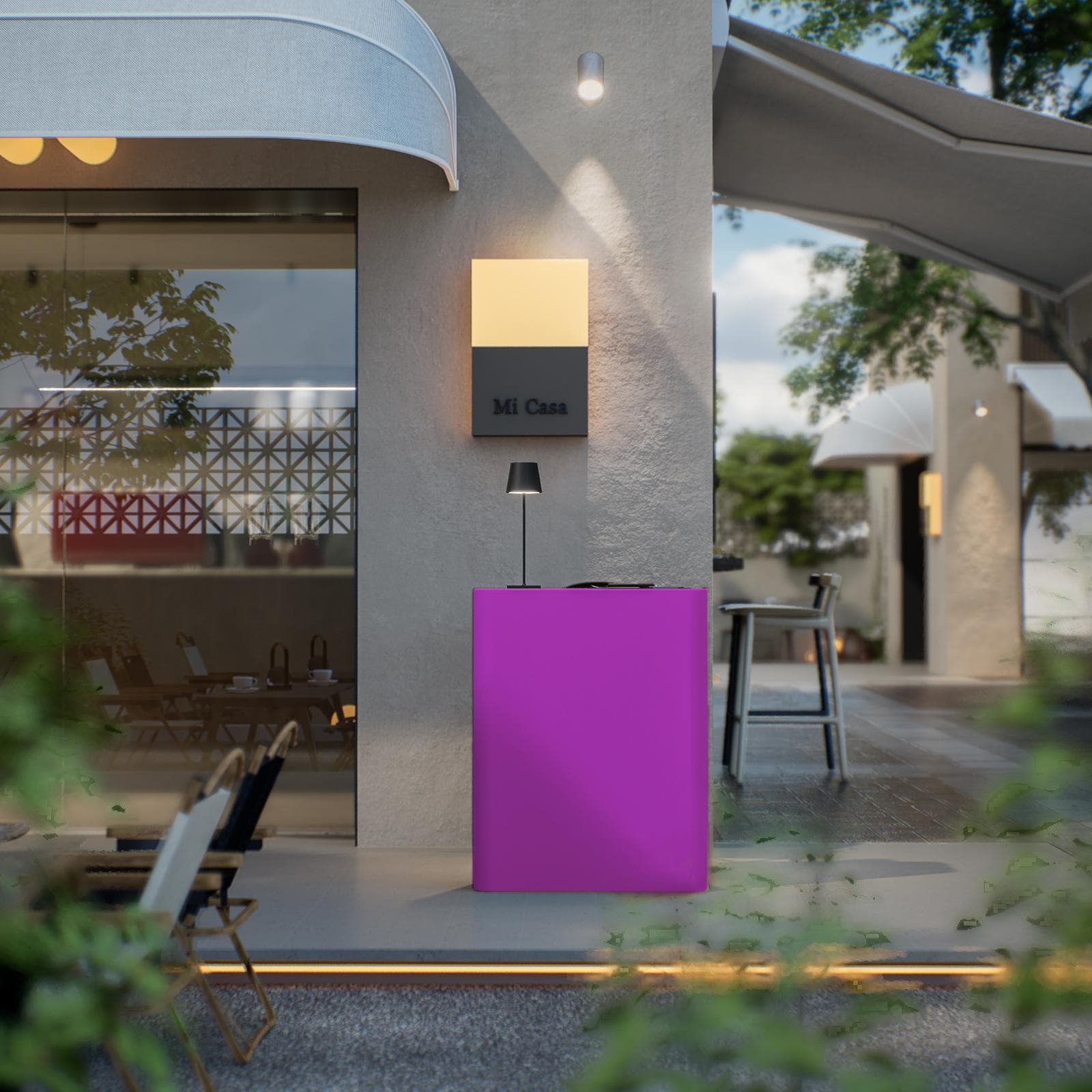 Bancone reception rettangolare 90 h cm in polietilene viola - Katrine
