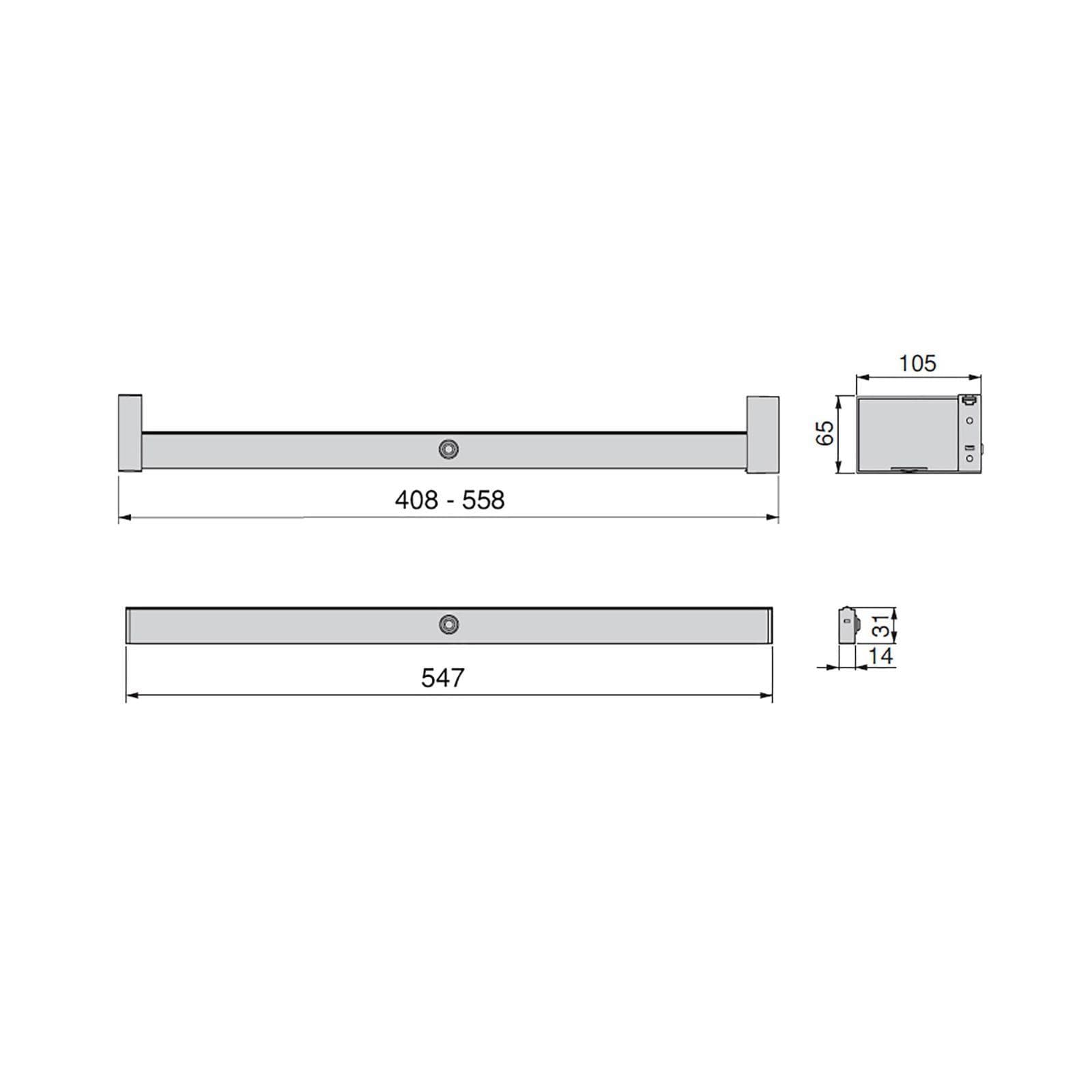 Barra appendiabiti per armadio con luce led 41-56 cm in alluminio grigio metallizzato - Clever