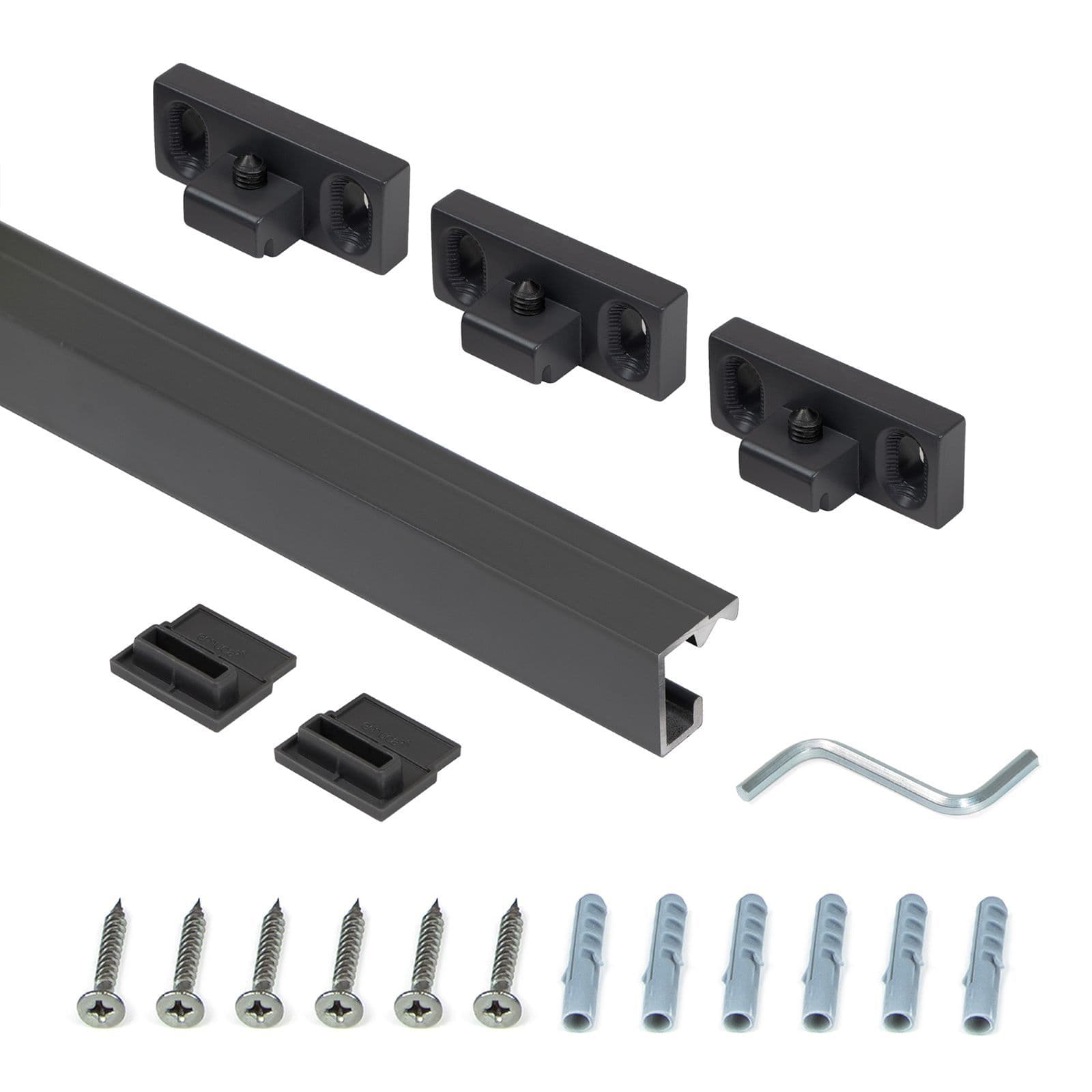 Barra portautensili da cucina 110 cm in alluminio antracite con 6 accessori in acciaio - Tensyo