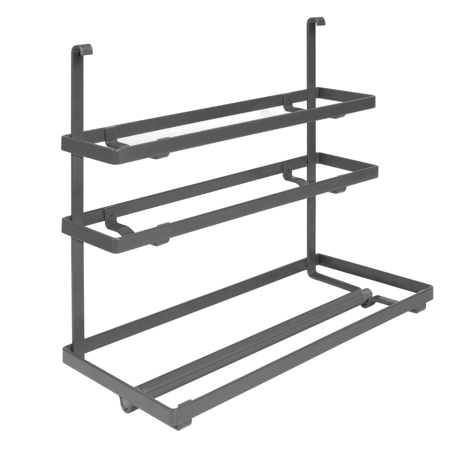 Barra portautensili da cucina 110 cm in alluminio antracite con 6 accessori in acciaio - Tensyo