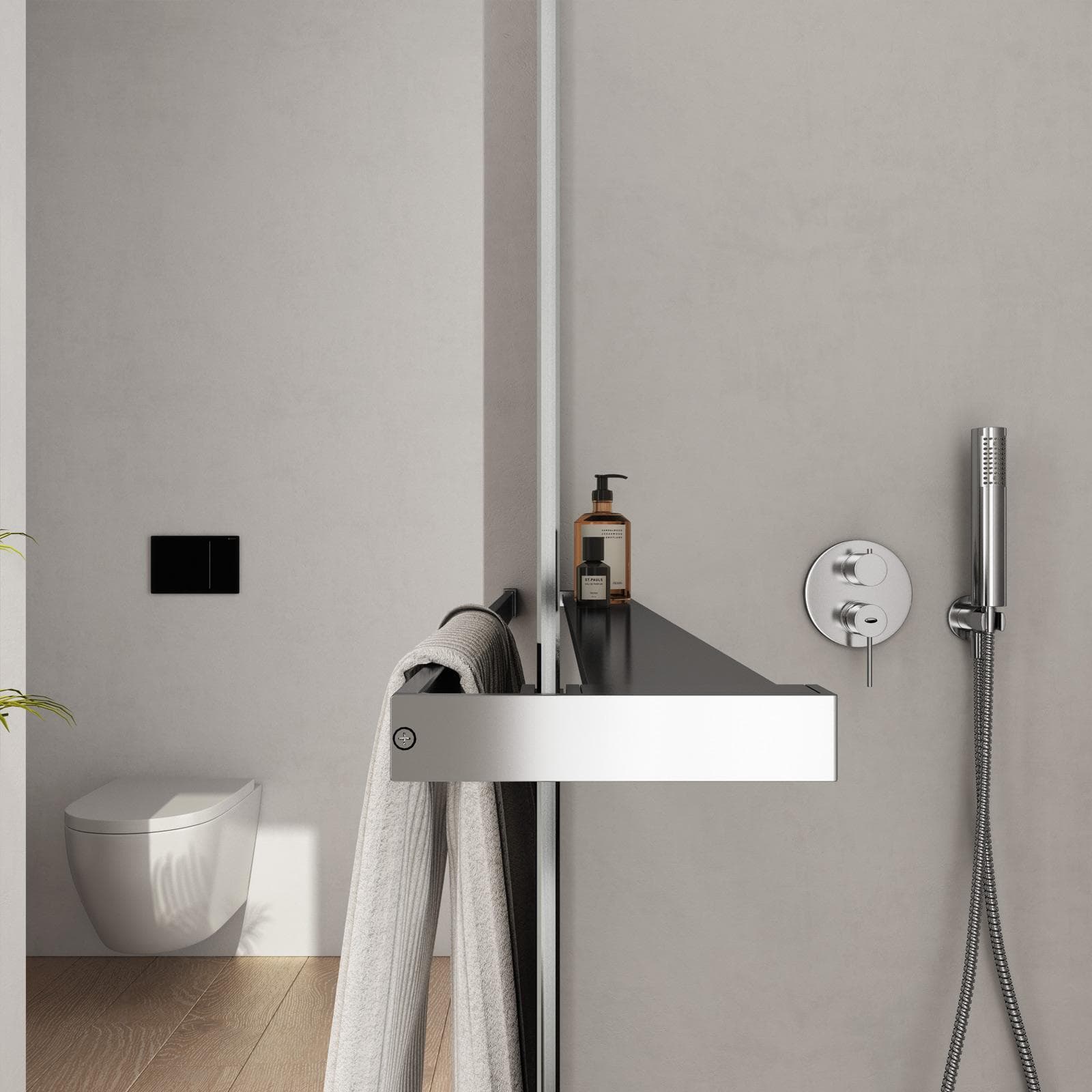 Barra universale per Walk-In porta sapone e asciugamani 120 cm cromo riducibile