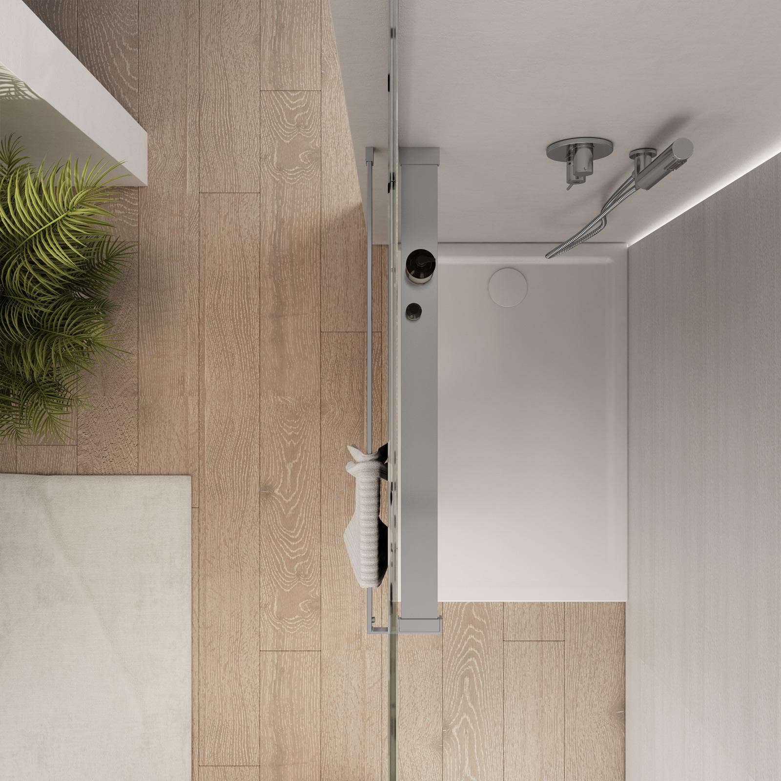 Barra universale per Walk-In porta sapone e asciugamani 120 cm cromo riducibile