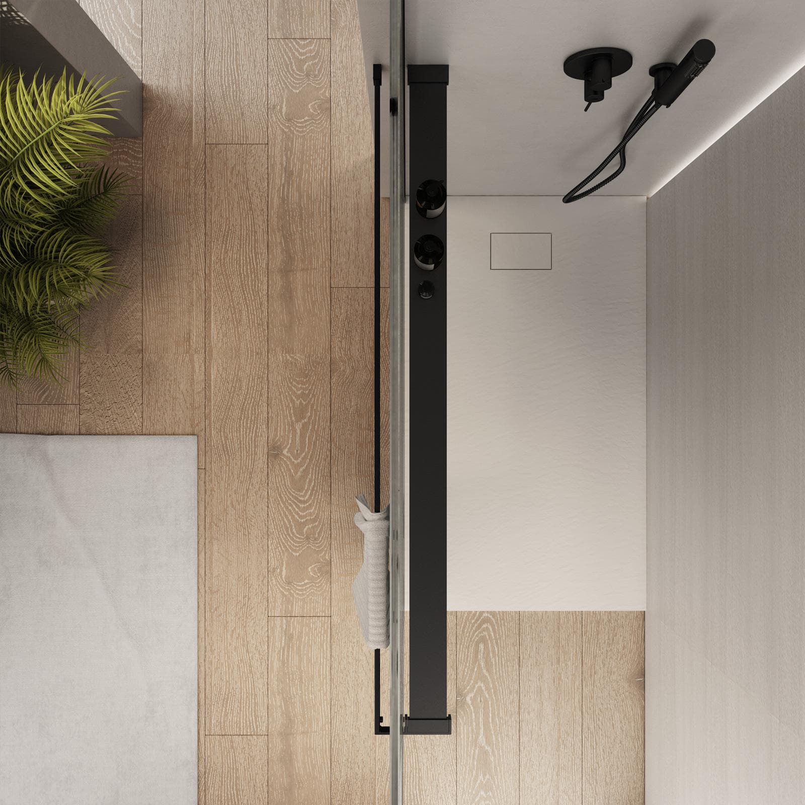 Barra universale per Walk-In porta sapone e asciugamani 160 cm nero riducibile