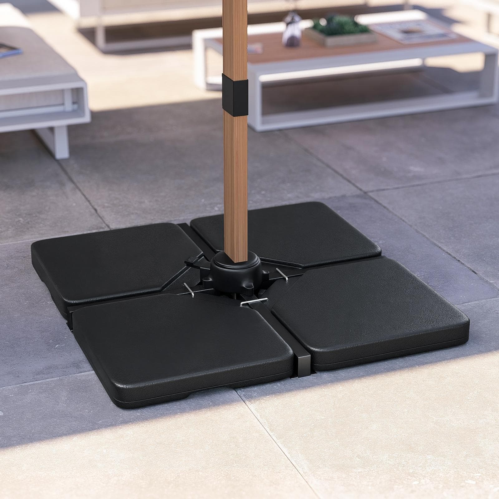 Base ombrellone in polietilene nero 4 pezzi 50x50 cm per ombrellone a palo laterale - Sotey
