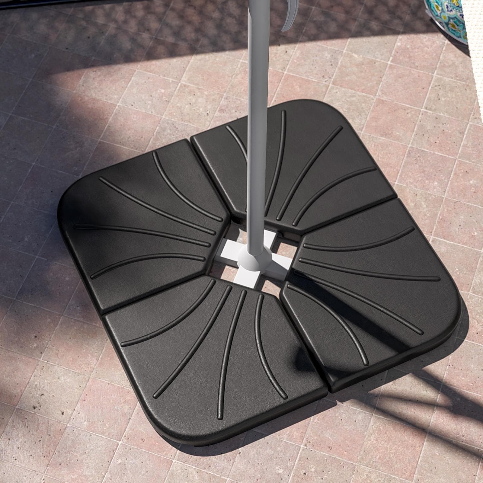 Base per ombrellone laterale set 4 spicchi 100 kg in cemento nero