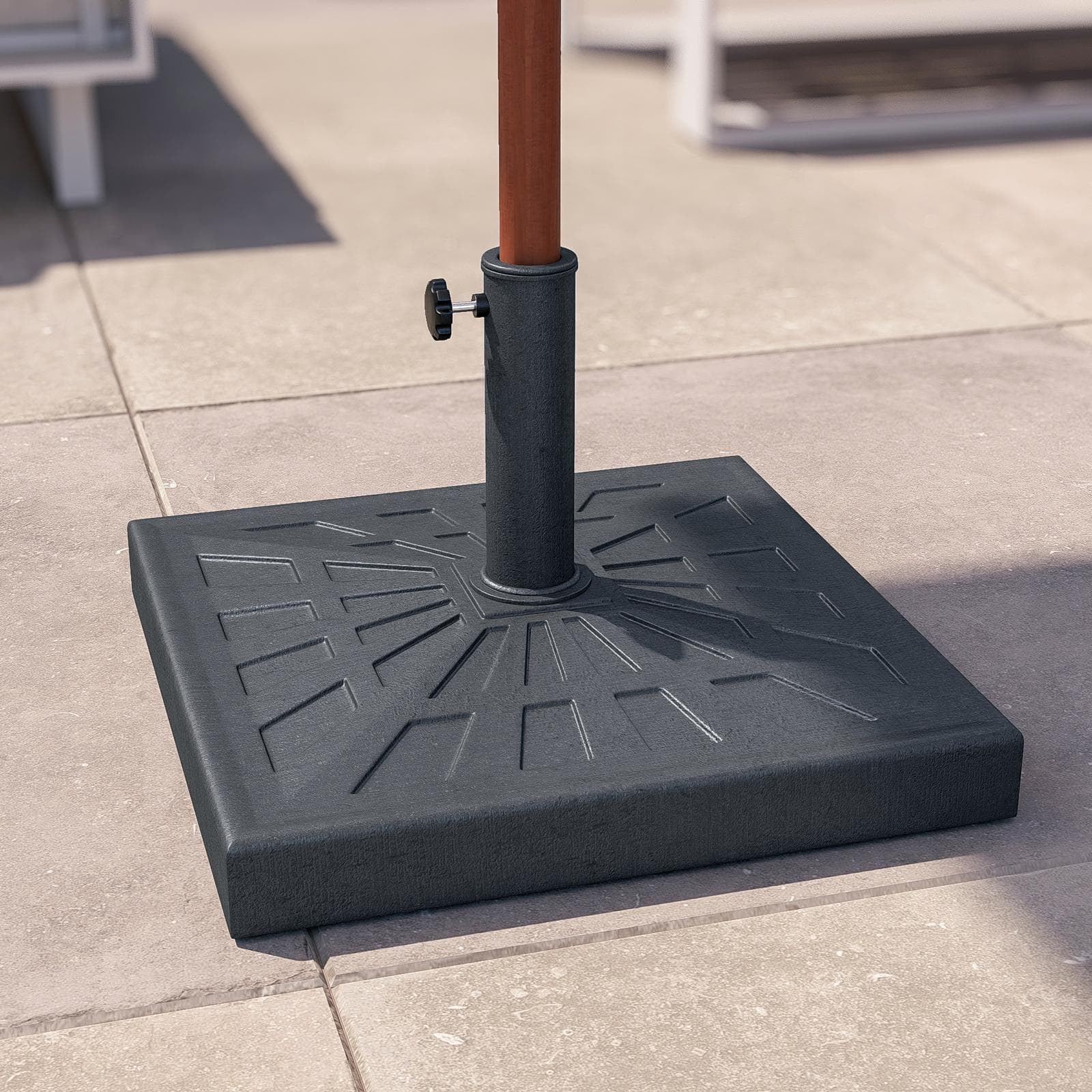 Base quadrata da 19 kg per ombrellone a palo centrale 50x50 cm in resina grigio - Buccer