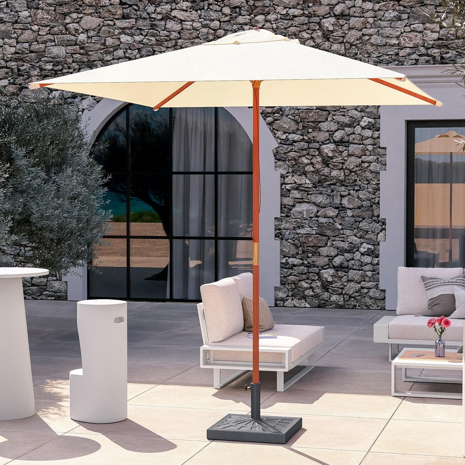 Base quadrata da 19 kg per ombrellone a palo centrale 50x50 cm in resina grigio - Buccer