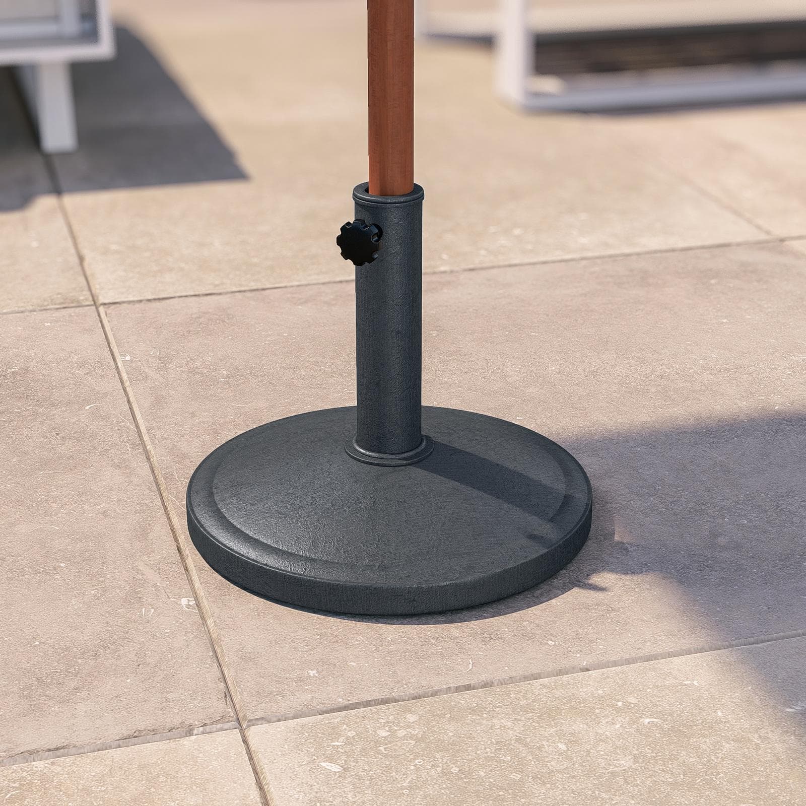 Base rotonda 40 cm per ombrellone con palo centrale in resina grigio da 8 kg