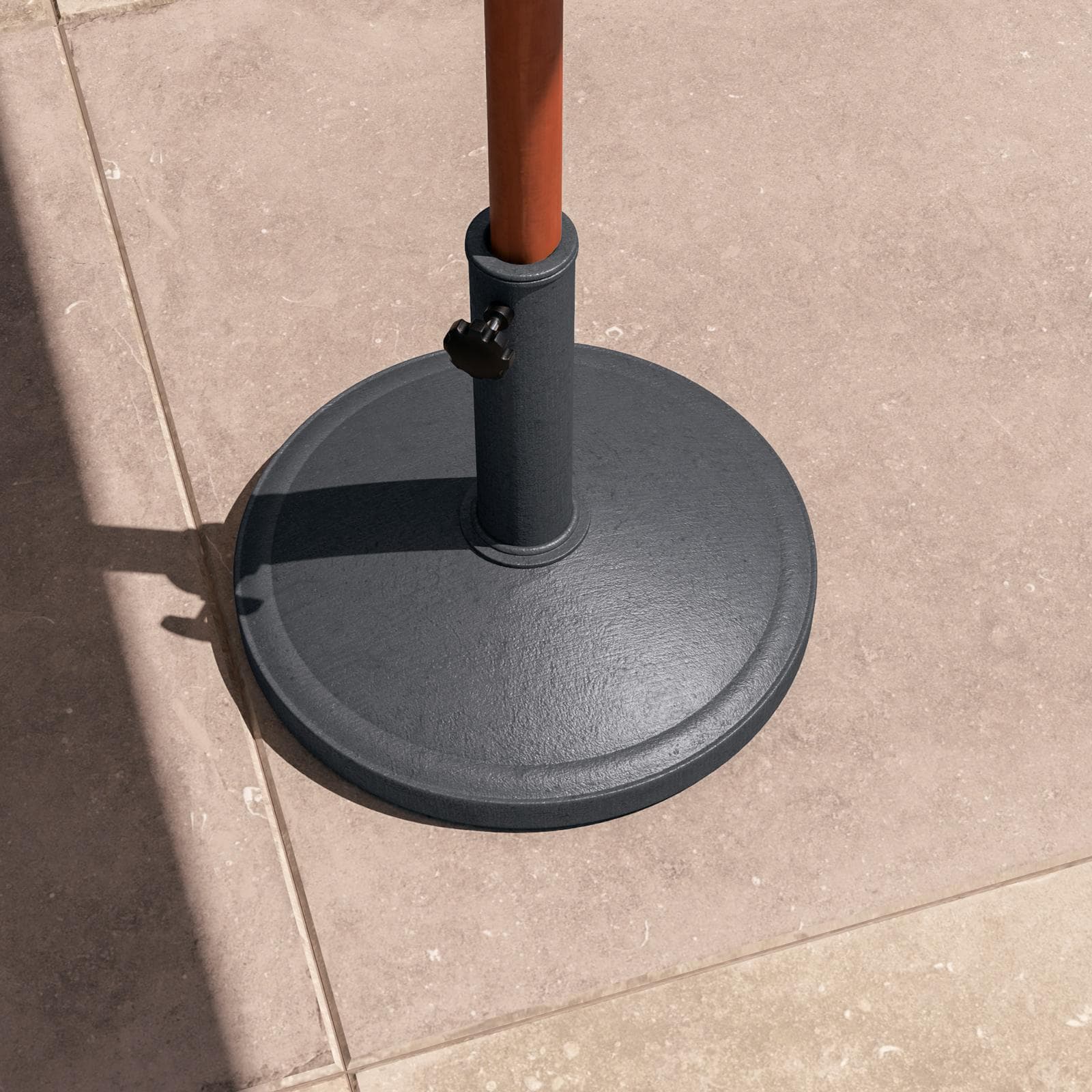 Base rotonda 40 cm per ombrellone con palo centrale in resina grigio da 8 kg