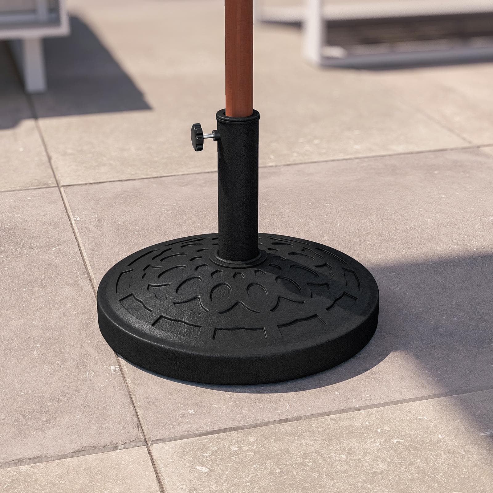 Base rotonda 45 cm per ombrellone con palo centrale in resina nero da 12 kg