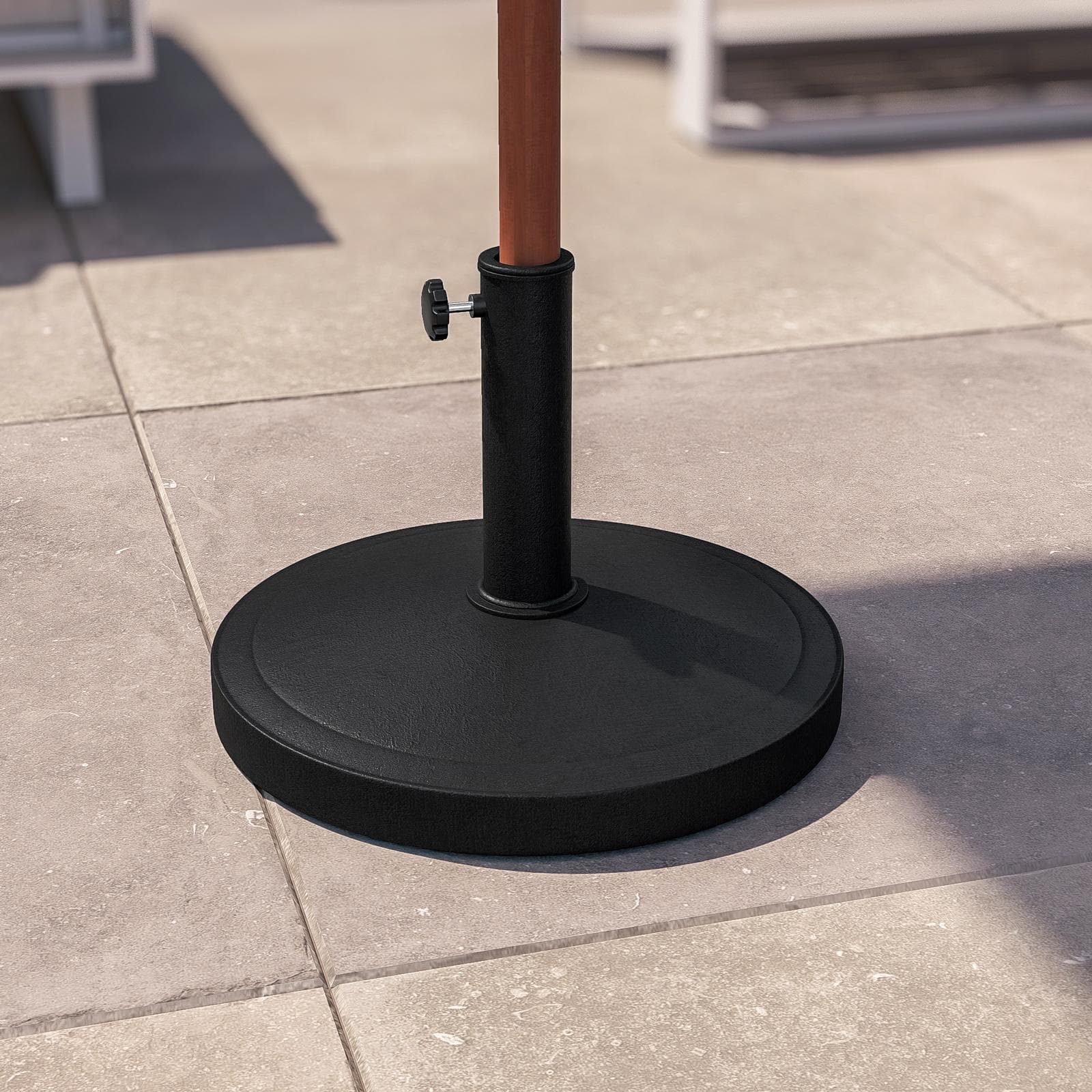 Base rotonda 45 cm per ombrellone con palo centrale in resina nero da 14 kg