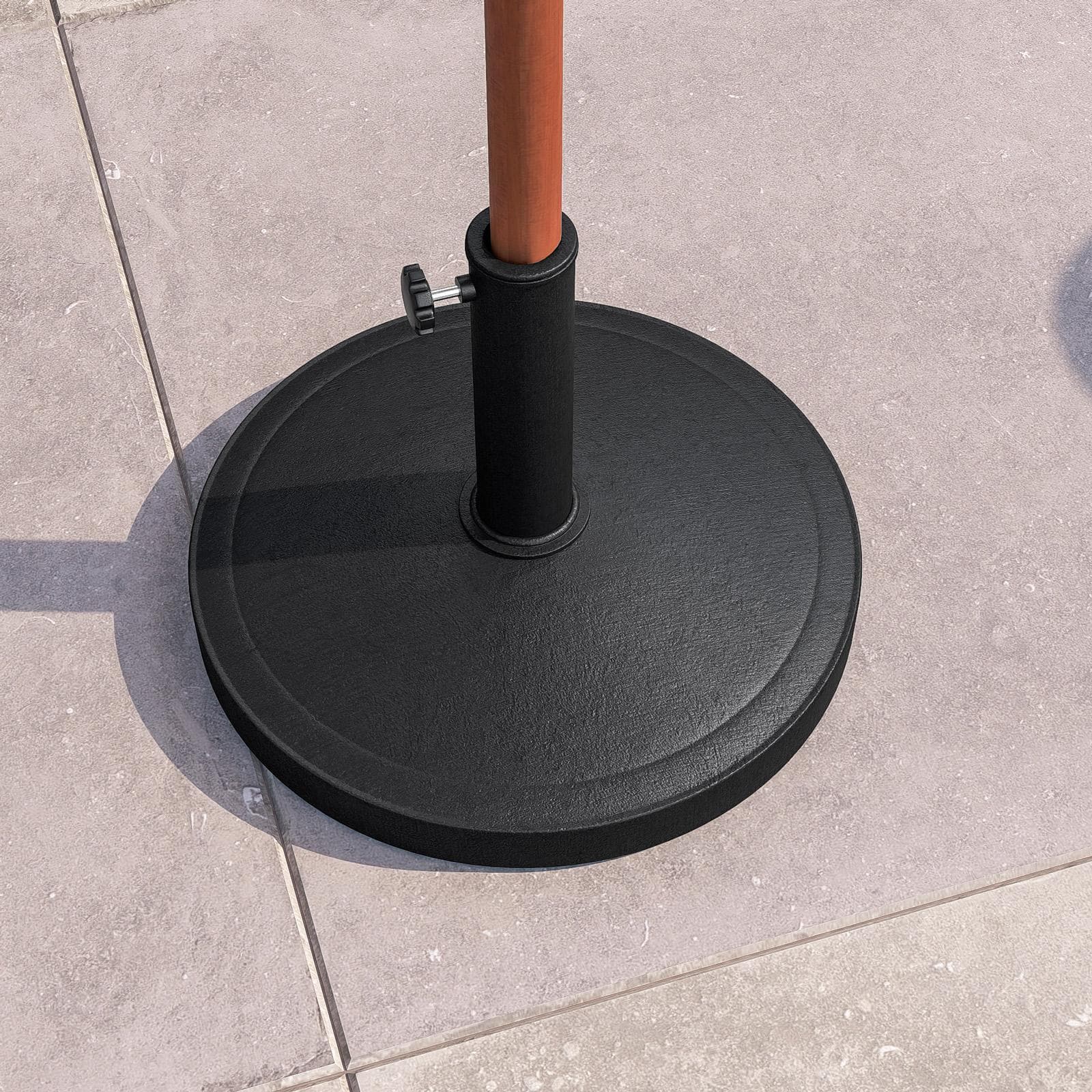 Base rotonda 45 cm per ombrellone con palo centrale in resina nero da 14 kg