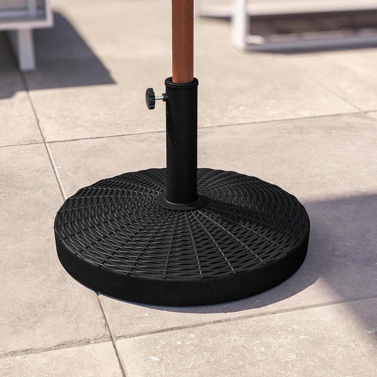 Base rotonda 52 cm per ombrellone con palo centrale in resina nero da 25 kg