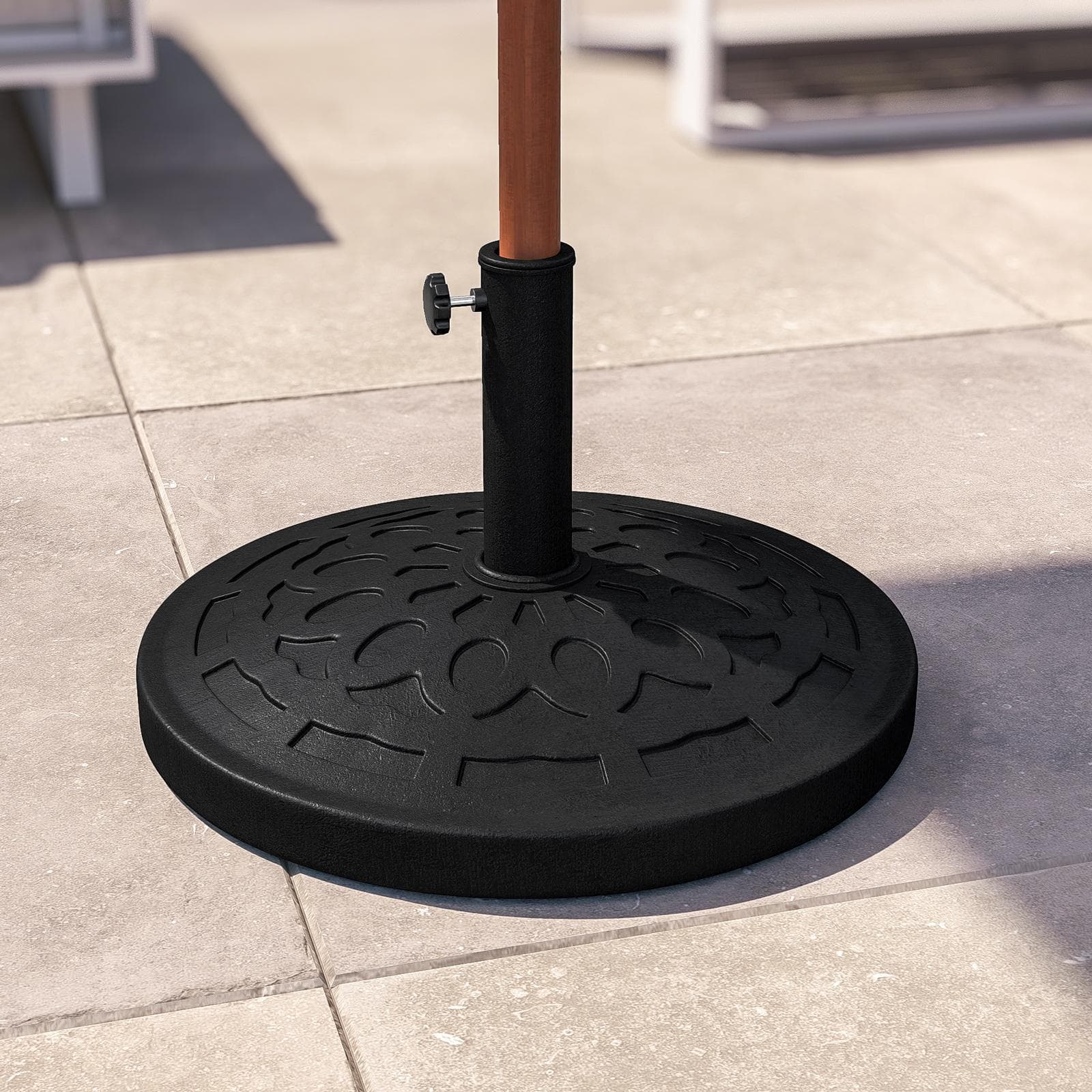 Base rotonda 54 cm per ombrellone con palo centrale in resina nero da 19 kg