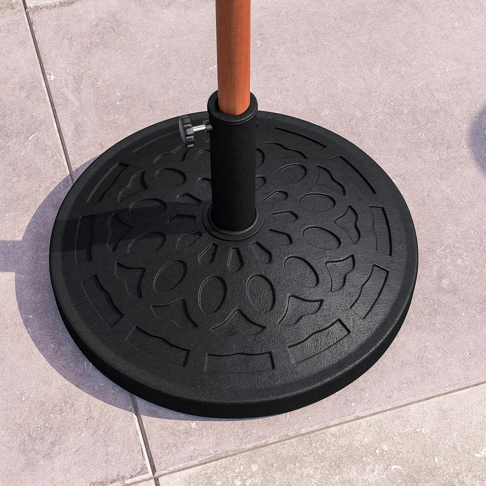 Base rotonda 54 cm per ombrellone con palo centrale in resina nero da 19 kg