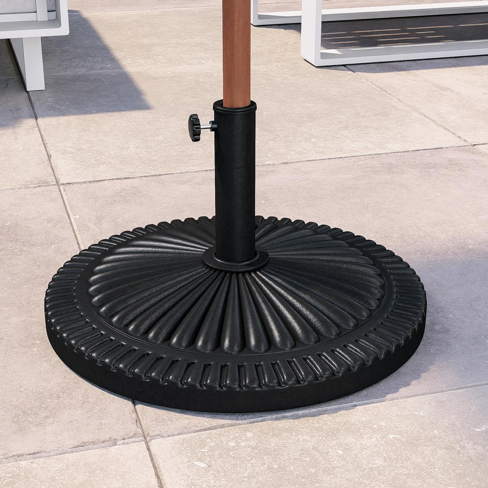Base rotonda 60 cm per ombrellone con palo centrale in resina nero da 30 kg