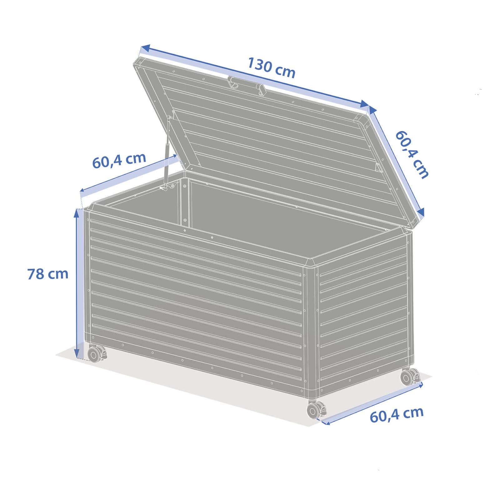 Baule contenitore con ruote 130x60 cm in alluminio crema - Prometeo