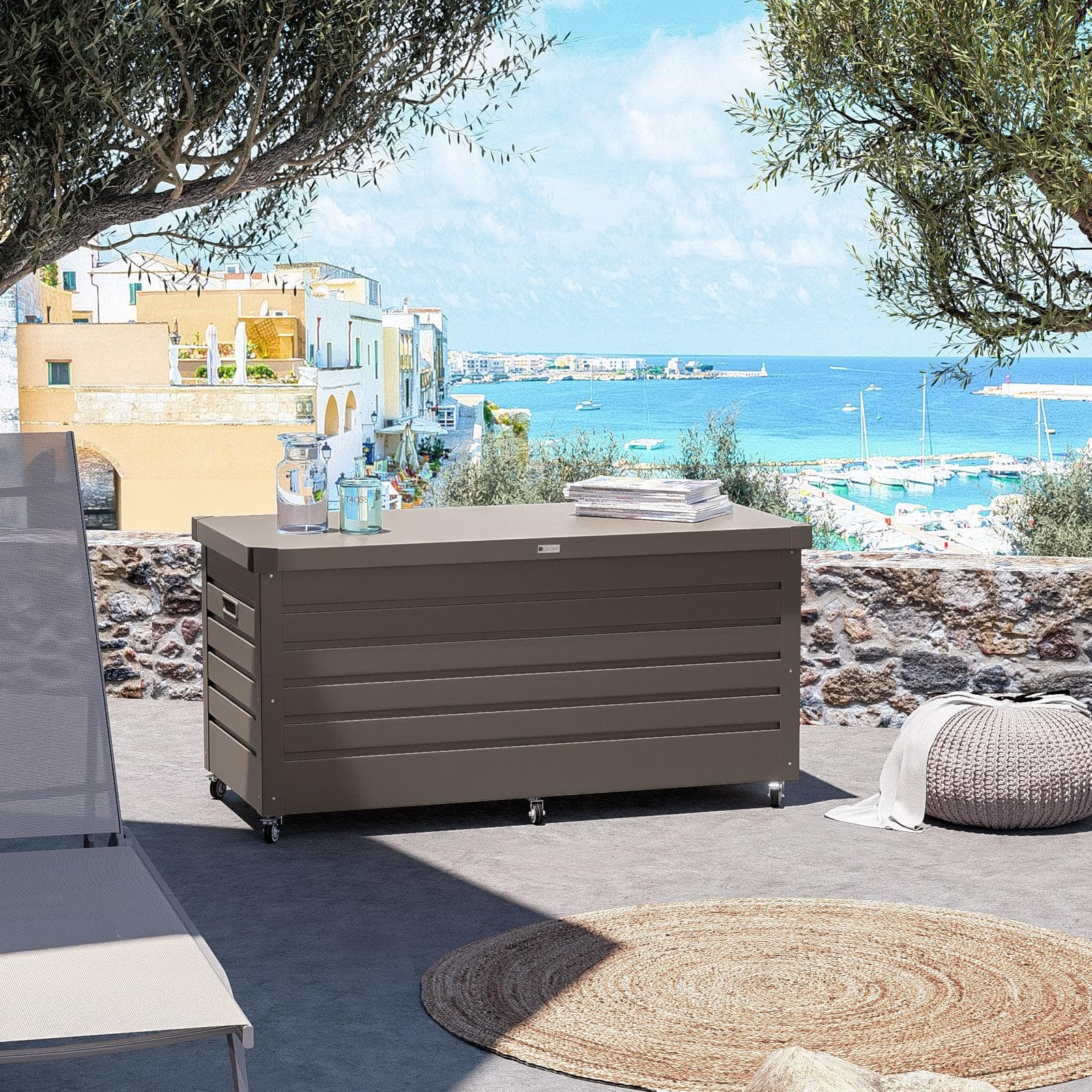 Baule contenitore con ruote 130x61x64h cm in alluminio tortora - Carioca
