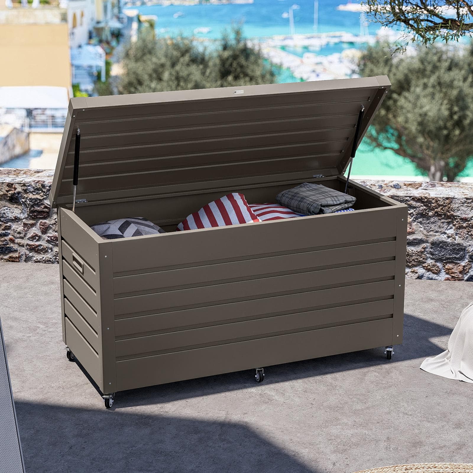 Baule contenitore con ruote 130x61x64h cm in alluminio tortora - Carioca