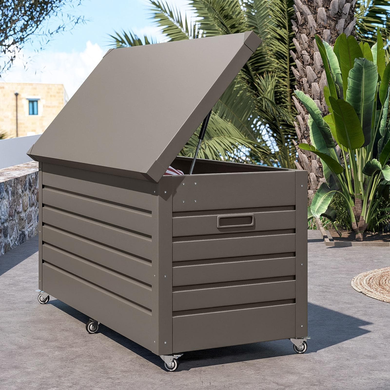 Baule contenitore con ruote 130x61x64h cm in alluminio tortora - Carioca