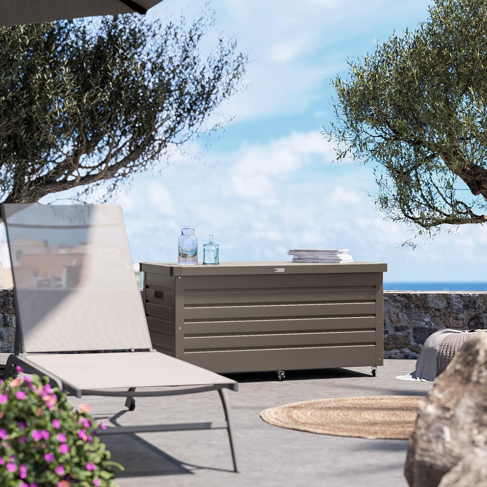 Baule contenitore con ruote 130x61x64h cm in alluminio tortora - Carioca