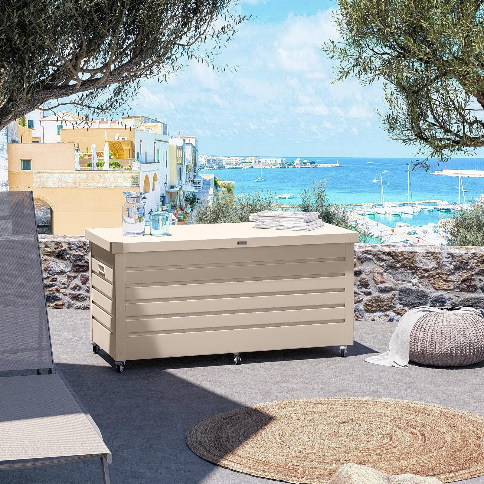 Baule contenitore con ruote 130x61x64h cm in alluminio vaniglia - Carioca