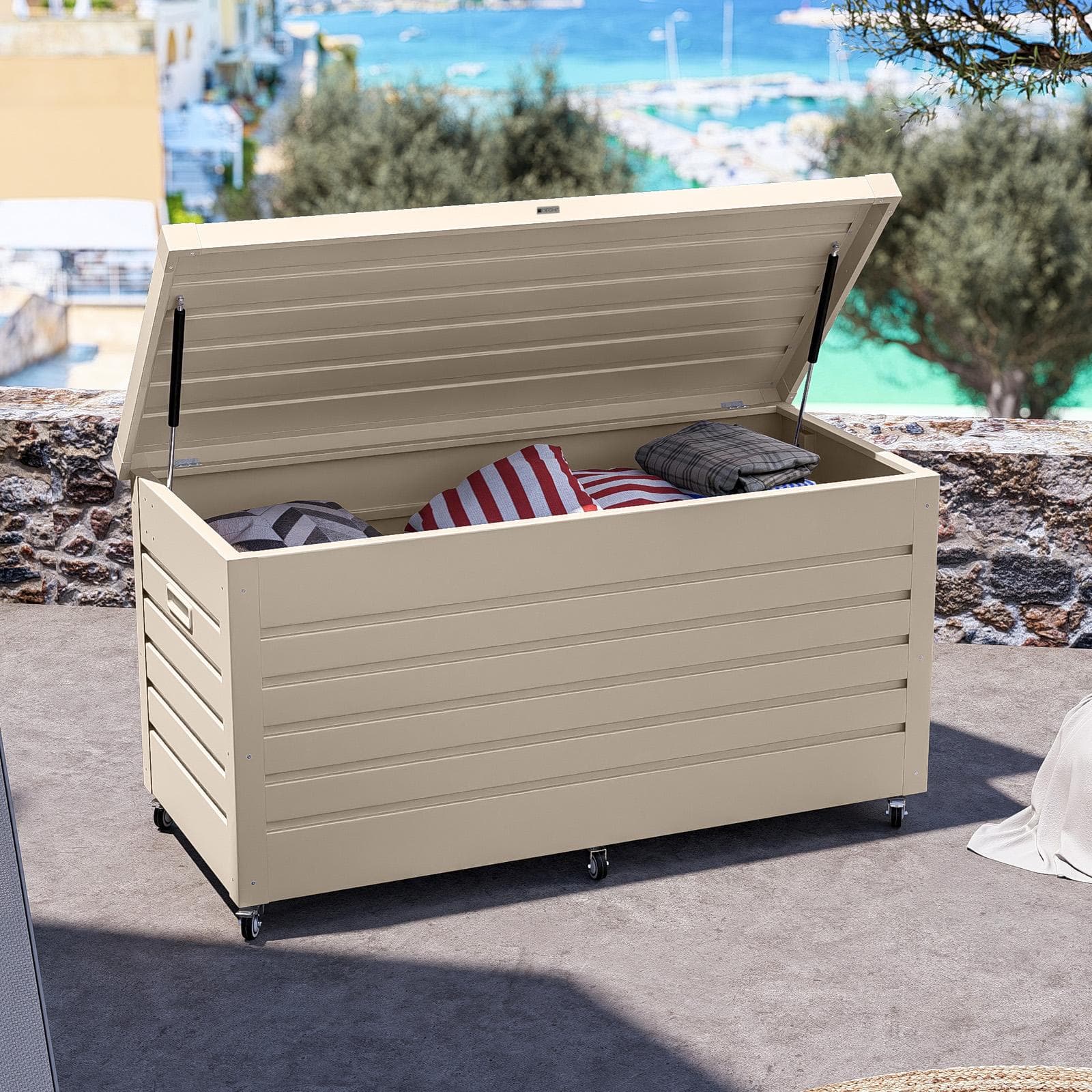 Baule contenitore con ruote 130x61x64h cm in alluminio vaniglia - Carioca