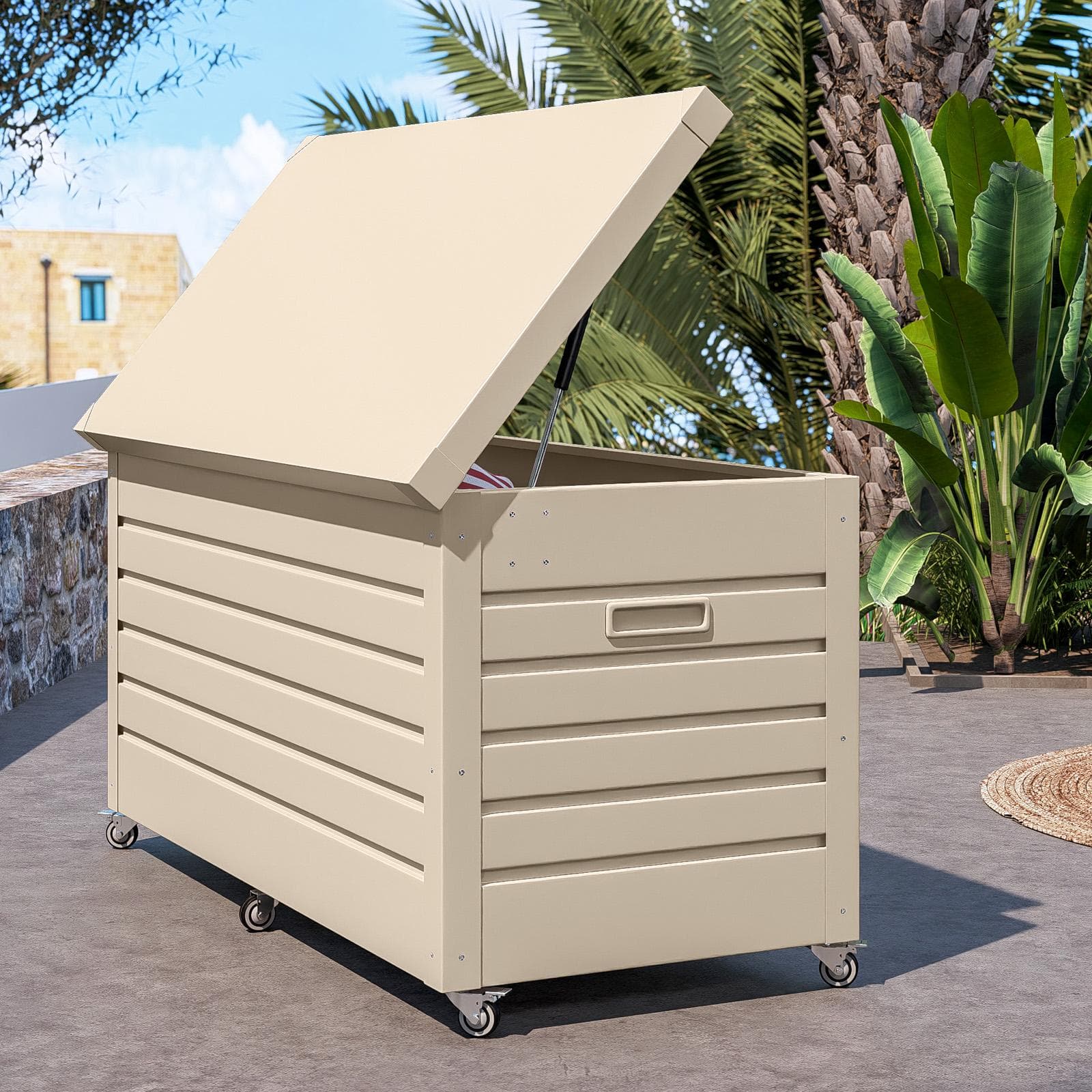 Baule contenitore con ruote 130x61x64h cm in alluminio vaniglia - Carioca