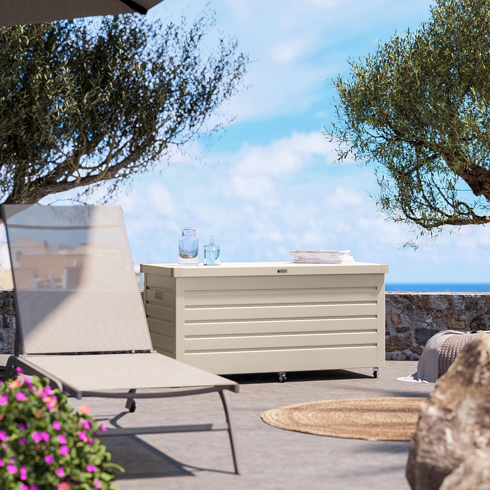 Baule contenitore con ruote 130x61x64h cm in alluminio vaniglia - Carioca