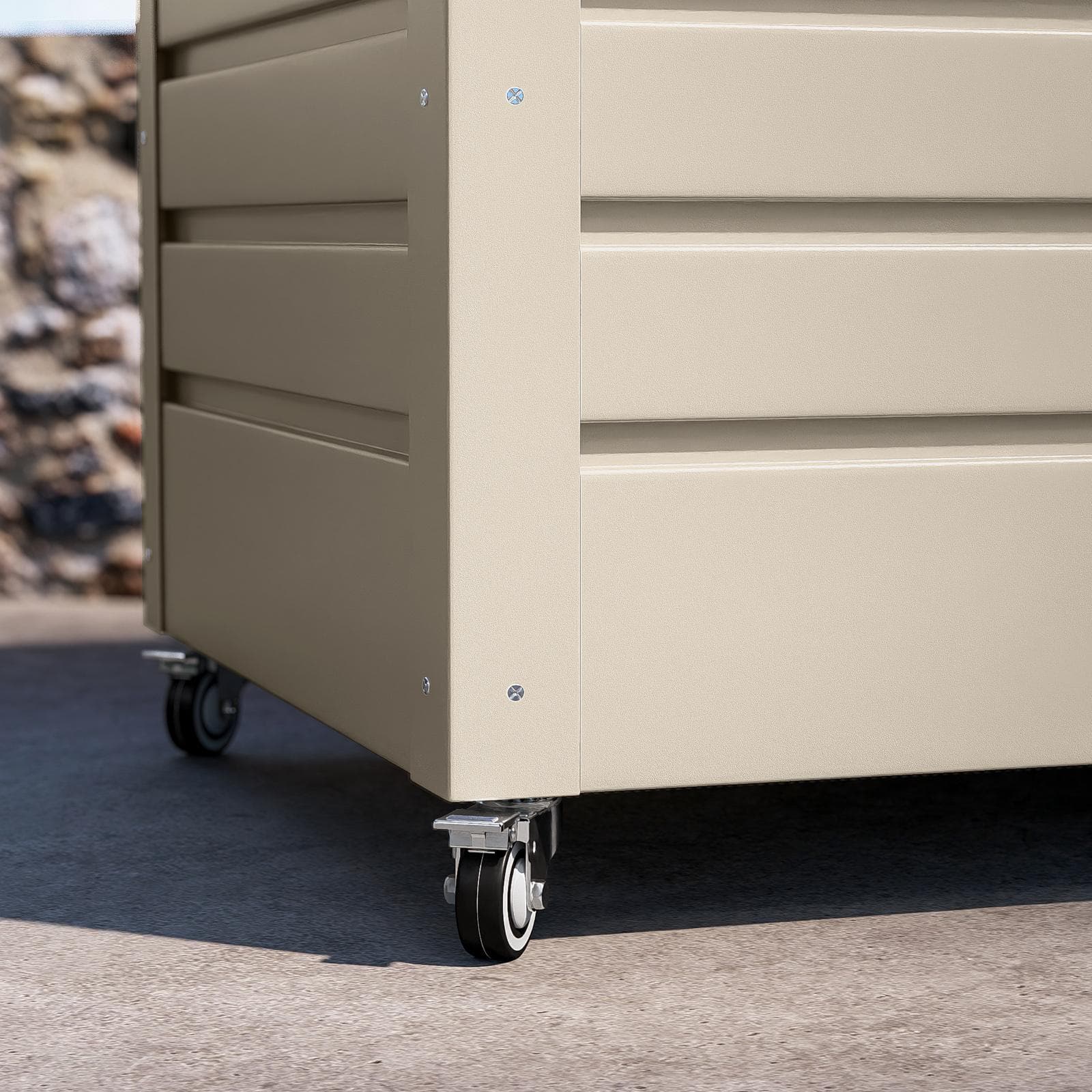 Baule contenitore con ruote 130x61x64h cm in alluminio vaniglia - Carioca