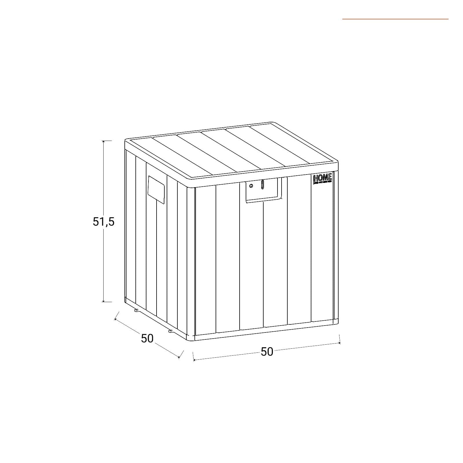 Baule contenitore da esterno 50x50x51h cm in resina nero effetto legno - Thago