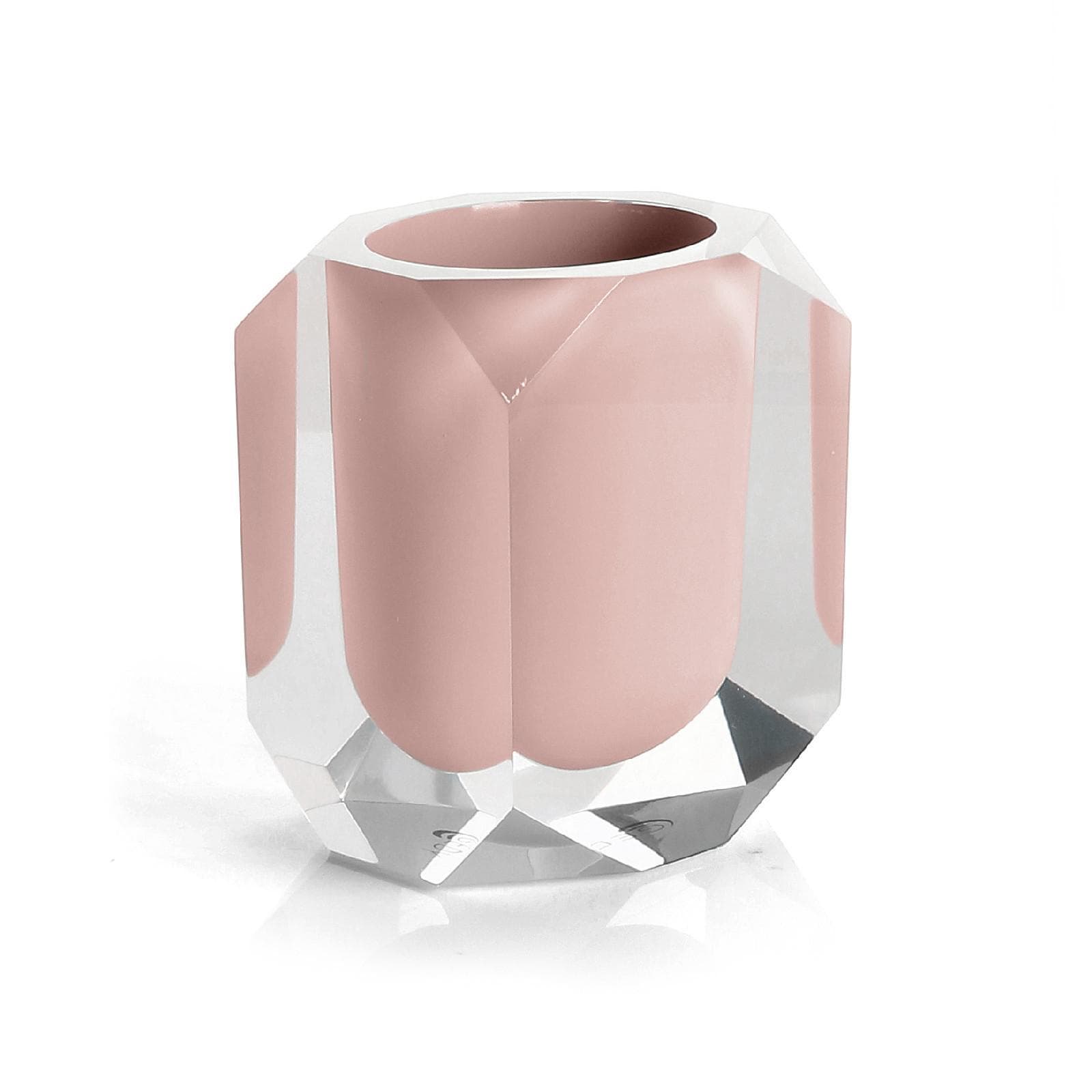 Portaspazzolini d'appoggio rosa e trasparente - Chanelle di Gedy