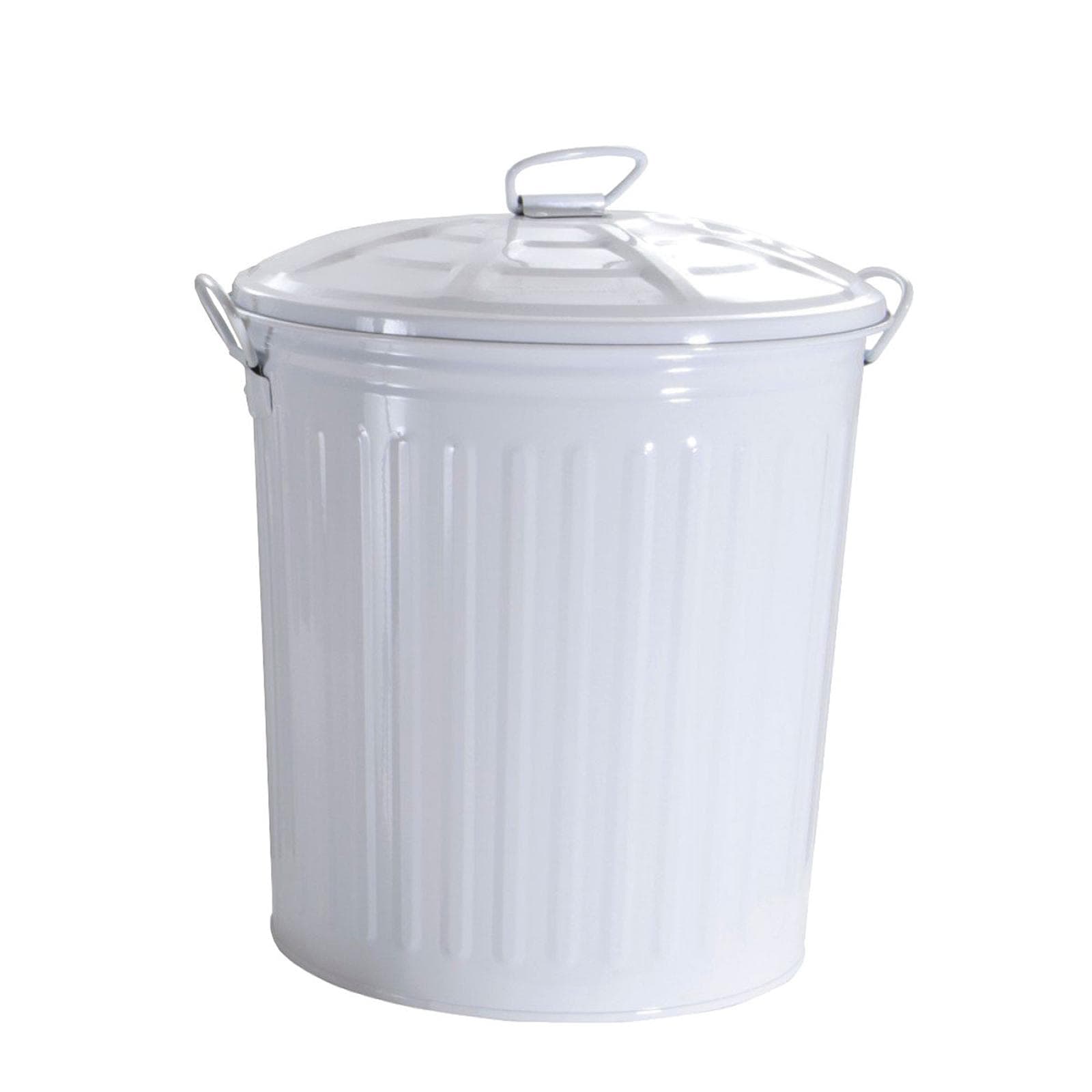 Pattumiera con coperchio in metallo verniciato bianco 35 litri