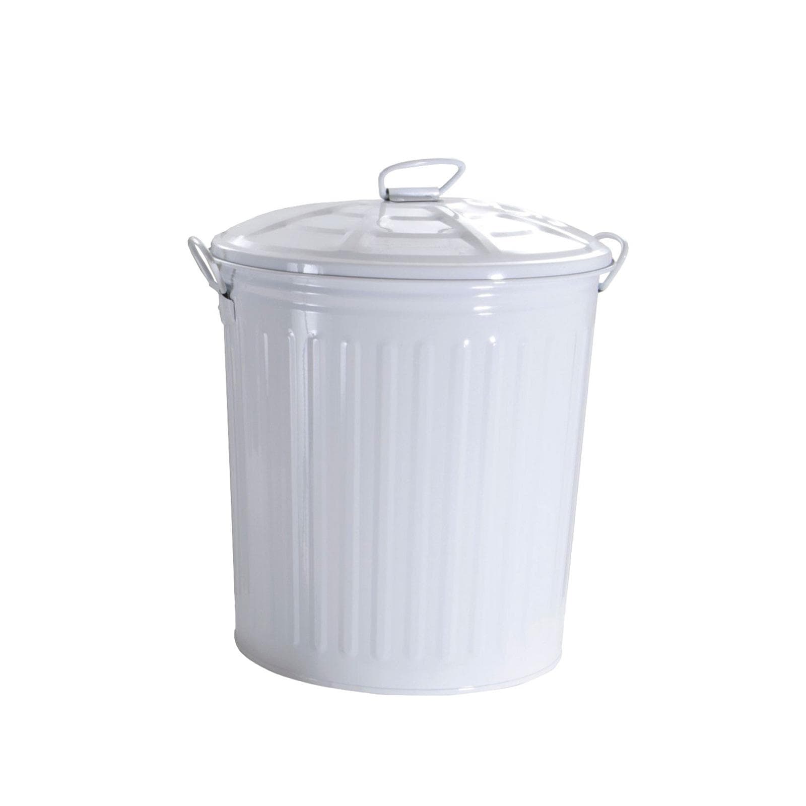 Pattumiera con coperchio in metallo verniciato bianco 18 litri