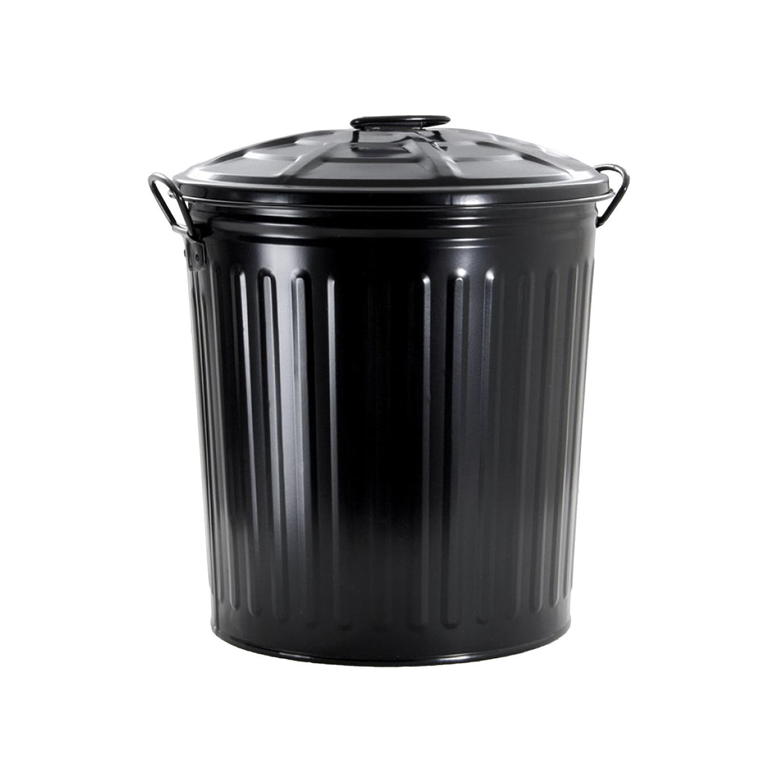 Pattumiera con coperchio in metallo verniciato nero 35 litri