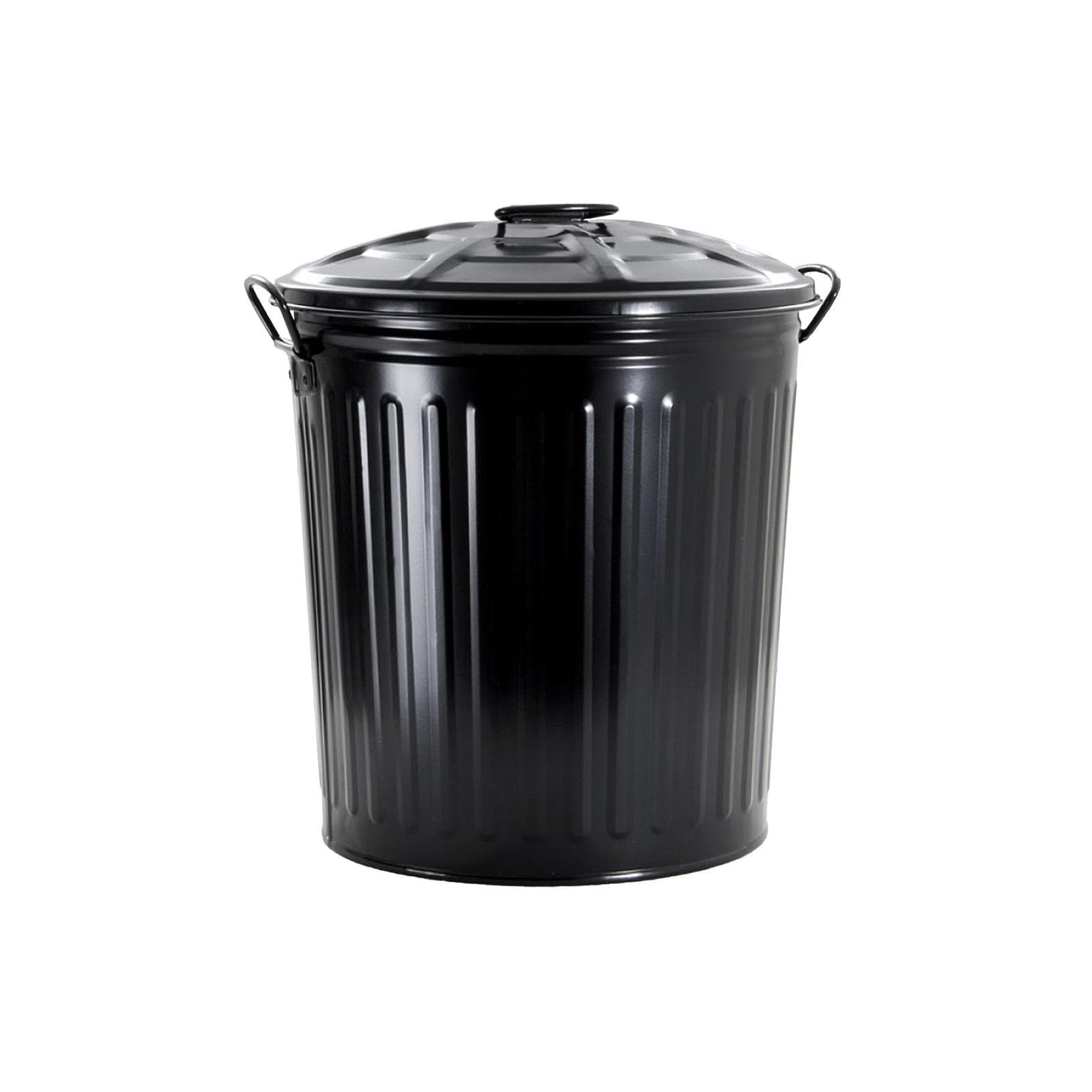 Pattumiera con coperchio in metallo verniciato nero 18 litri